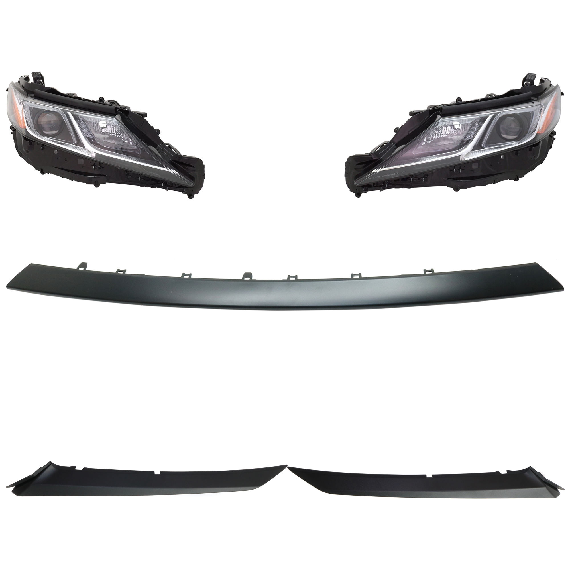 AM CAMRY 18-18 HEAD LAMP RH AND LH 5 pc kit Assembly LED with Bumper Trim SKU KIT 092723-68 Partslink TO2518194 TO2519194 TO1047105 TO1046105 TO1044119 OEM 8113033D40-8117033D00-52712061