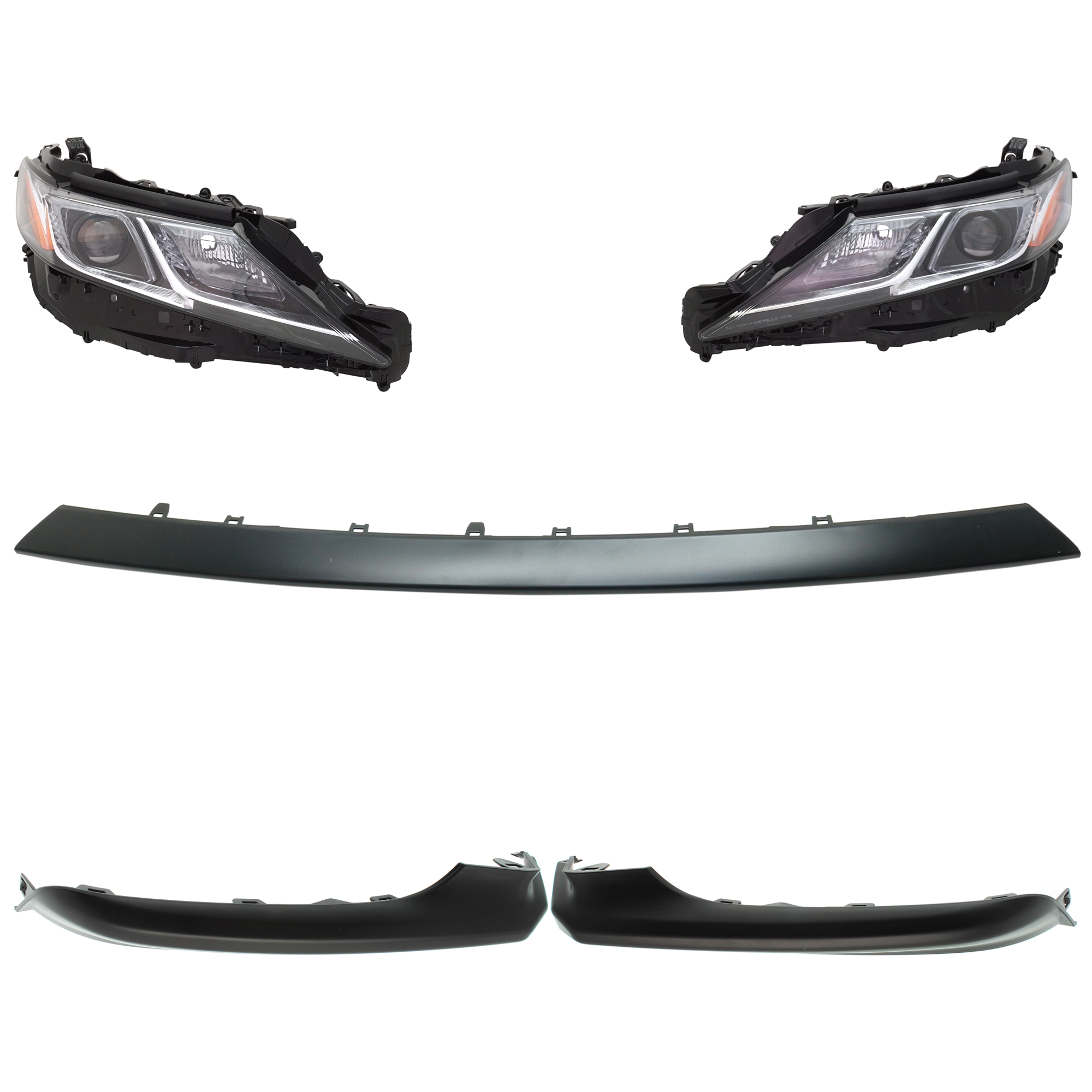 AM CAMRY 18-18 HEAD LAMP RH AND LH 5 pc kit Assembly LED with Bumper Trim SKU KIT 092723-72 Partslink TO2518194 TO2519194 TO1047103 TO1046103 TO1044119 OEM 8113033D40-8117033D00-53123330