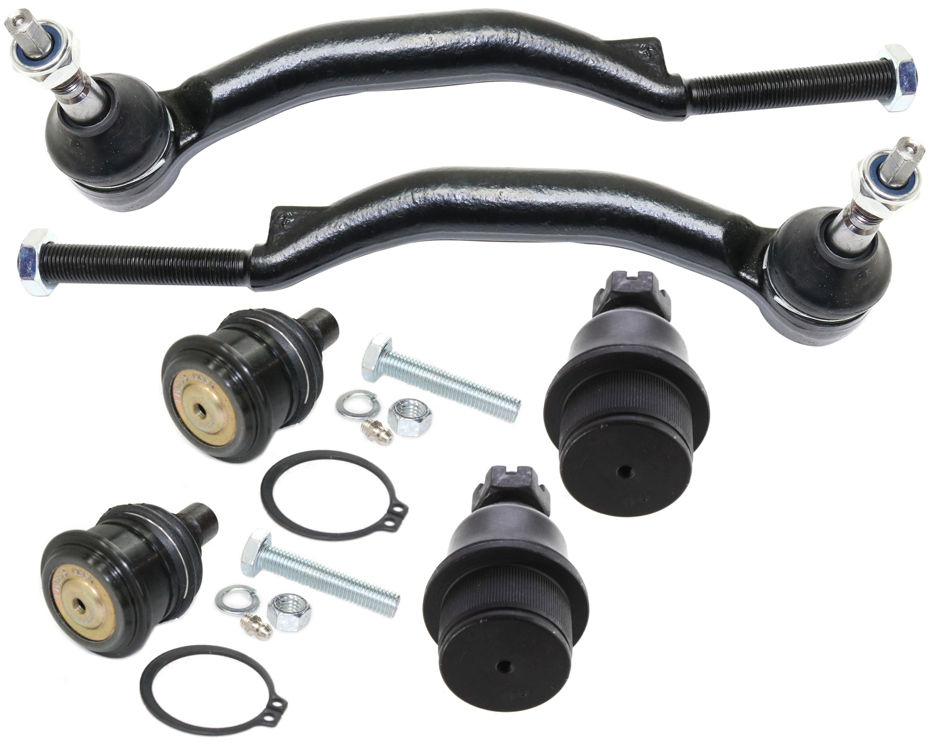 AM BRAVADA ENVOY ENVOY XL TRAILBLAZER TRAILBLAZER EXT 02-02 FRONT SUSPENSION KIT RH AND LH 6 pc kit with Ball Joints and Tie Rod Ends SKU KIT 092817-07 OEM 104335-2601560-5051296-2215731