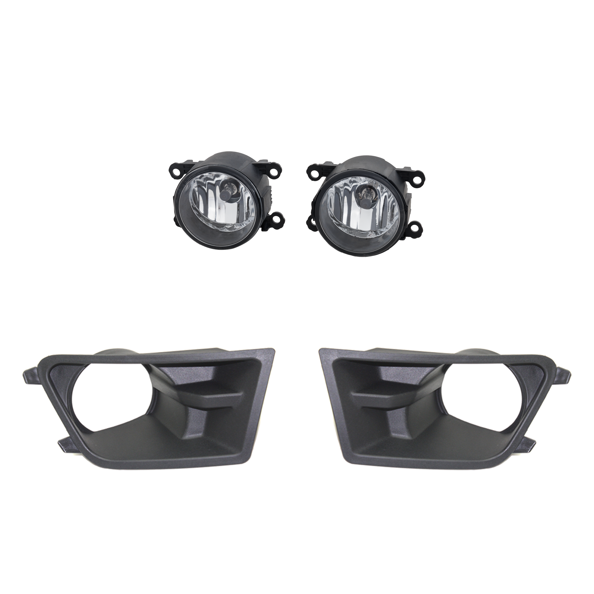 AM MUSTANG 10-12 FRONT FOG LAMP RH AND LH 4 pc Kit Assembly Halogen with Fog Light Trims SKU KIT 092823-01 Partslink FO2592217 FO1038138 FO1039138 OEM 4F9Z15200AA AR3Z17E811BA AR3Z1