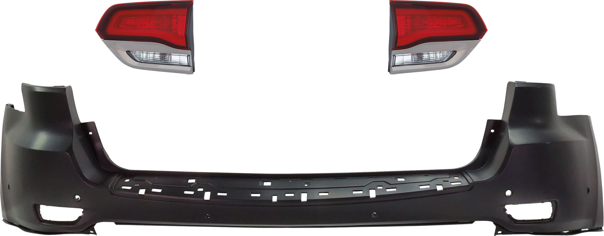 AM GRAND CHEROKEE 14-21 GRAND CHEROKEE WK 22-22 TAIL LAMP RH AND LH Inner Assembly Halogen 3 pc kit w Bumper Cover CAPA SKU KIT 092923-136 Partslink CH1100A36C CH2802114C CH2803114C OEM 68289998AB 68289999AB 68334936