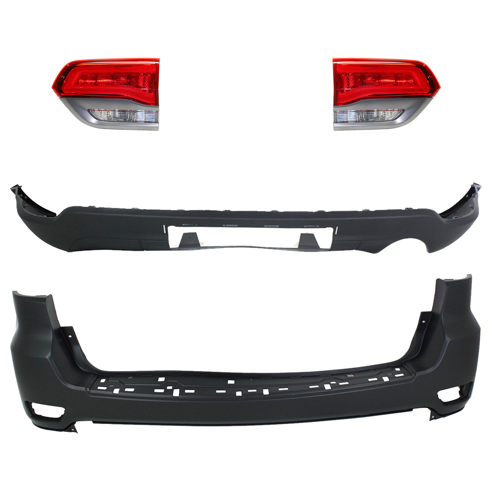 AM GRAND CHEROKEE 14-21 GRAND CHEROKEE WK 22-22 TAIL LAMP RH AND LH Inner Assembly Halogen 4 pc kit with Bumper Cover CAPA SKU KIT 092923-164 Partslink CH1100952C CH1195102C CH2802109C CH2803109C OEM 1VQ65TZZAA 68111468AB 68111468