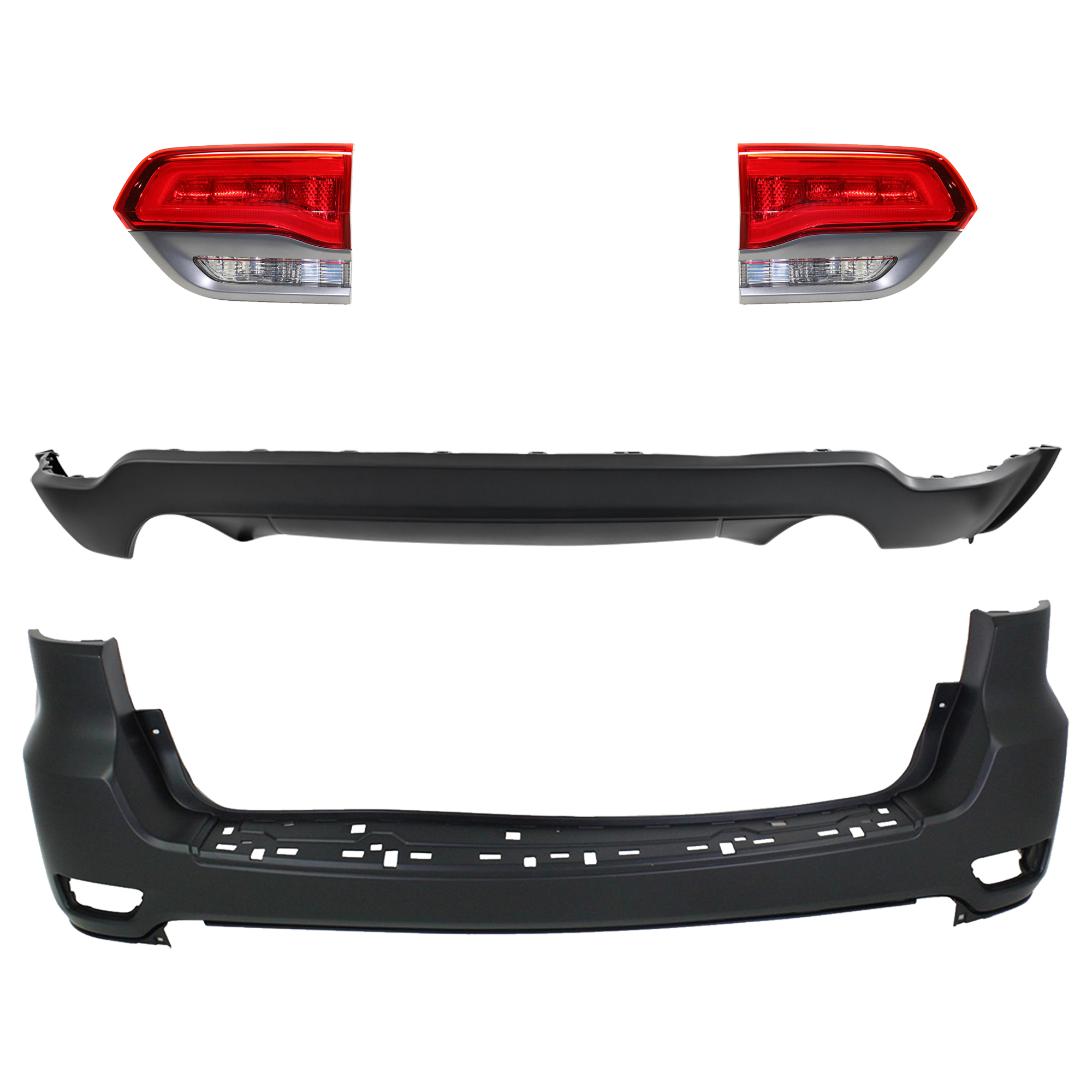 AM GRAND CHEROKEE 14-21 GRAND CHEROKEE WK 22-22 TAIL LAMP RH AND LH Inner Assembly Halogen 4 pc kit with Bumper Cover CAPA SKU KIT 092923-165 Partslink CH1100952C CH1195103C CH2802109C CH2803109C OEM 1VQ65TZZAA 68111469AA 68236106