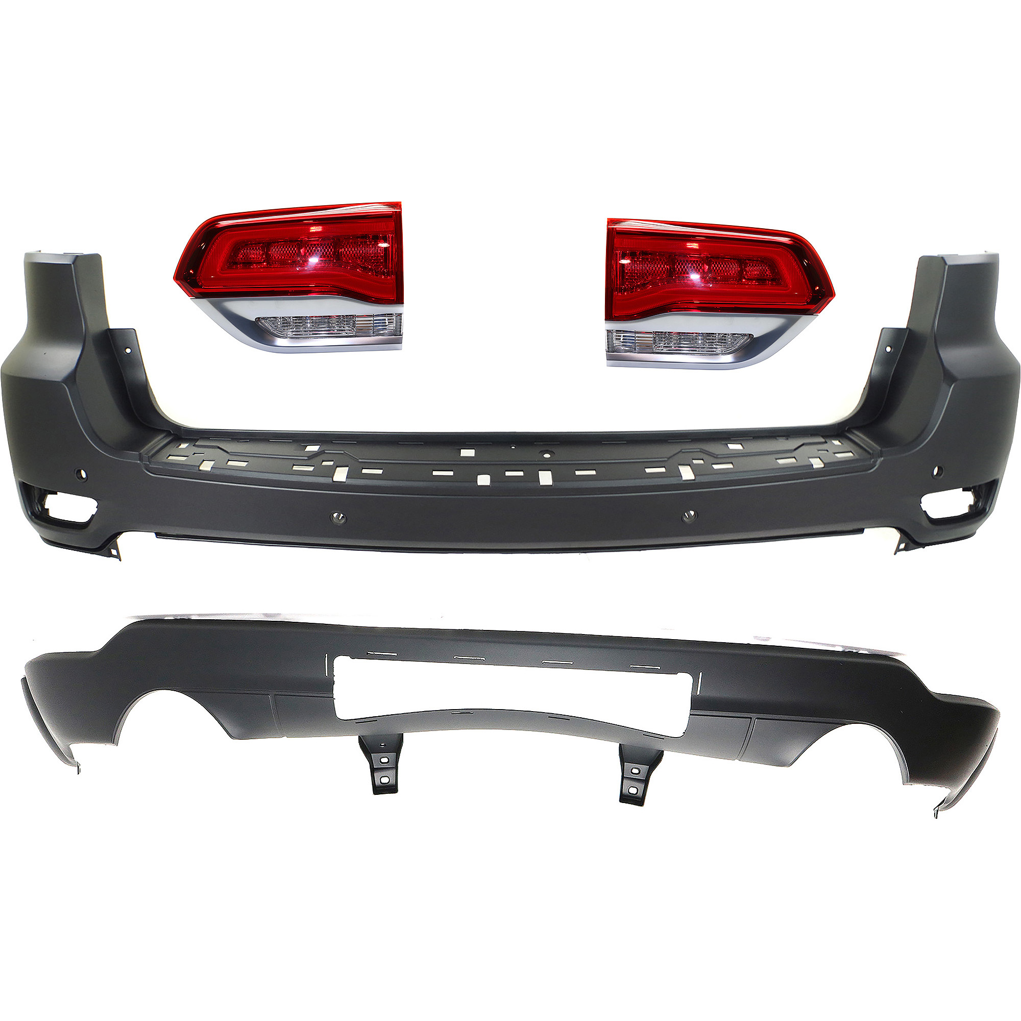 AM GRAND CHEROKEE 14-15 TAIL LAMP RH AND LH Inner Assembly Halogen 4 pc Kit with Bumper Cover SKU KIT 092923-174 Partslink CH1100985C CH1195104C CH2802112C CH2803112C OEM 68111470AB 68214368AC 68236136