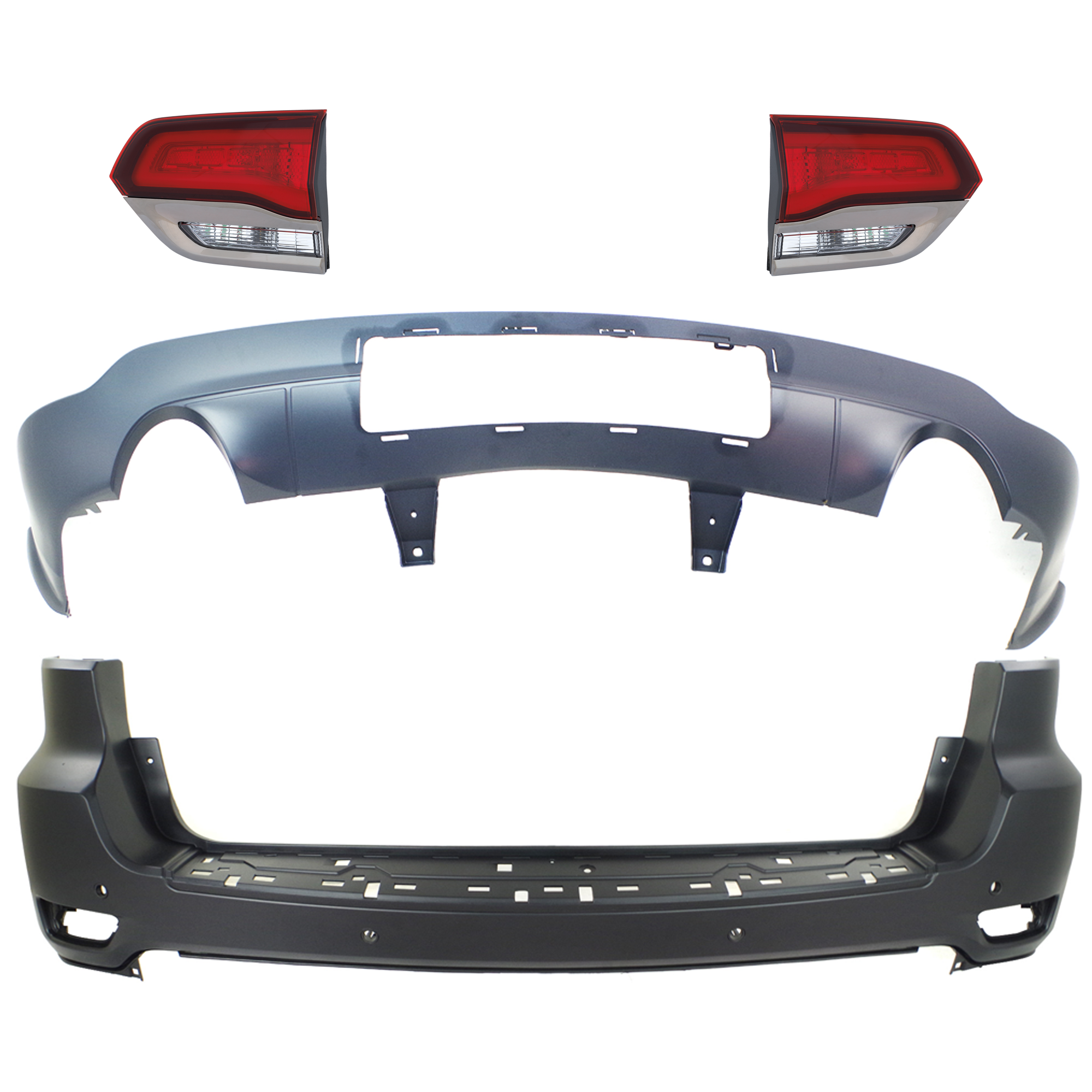 AM GRAND CHEROKEE 14-15 TAIL LAMP RH AND LH Inner Assembly Halogen 4 pc kit w Bumper Cover CAPA SKU KIT 092923-189 Partslink CH1100985C CH1115108C CH2802114C CH2803114C OEM 1VQ68TZZAB 68214368AC 68289998