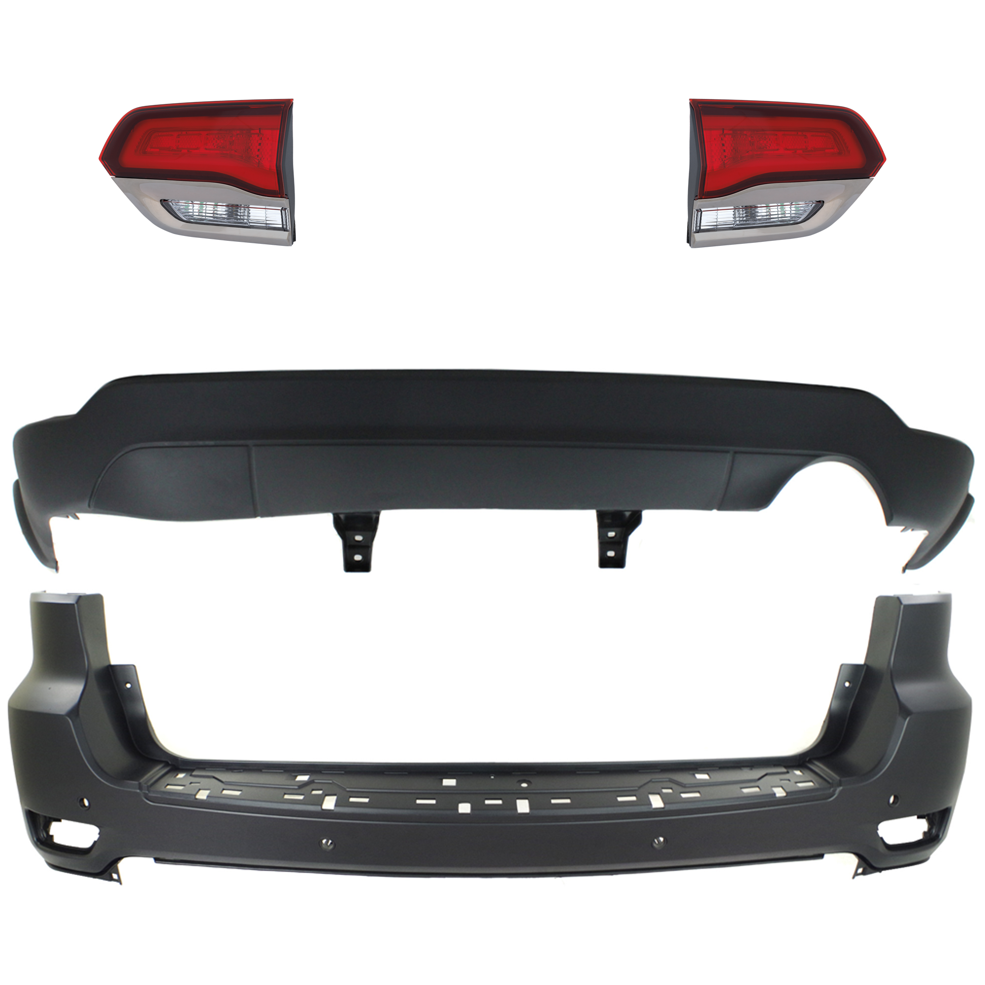 AM GRAND CHEROKEE 14-15 TAIL LAMP RH AND LH Inner Assembly Halogen 4 pc kit w Bumper Cover CAPA SKU KIT 092923-192 Partslink CH1100985C CH1195101C CH2802114C CH2803114C OEM 68111467AA 68214368AC 68289998