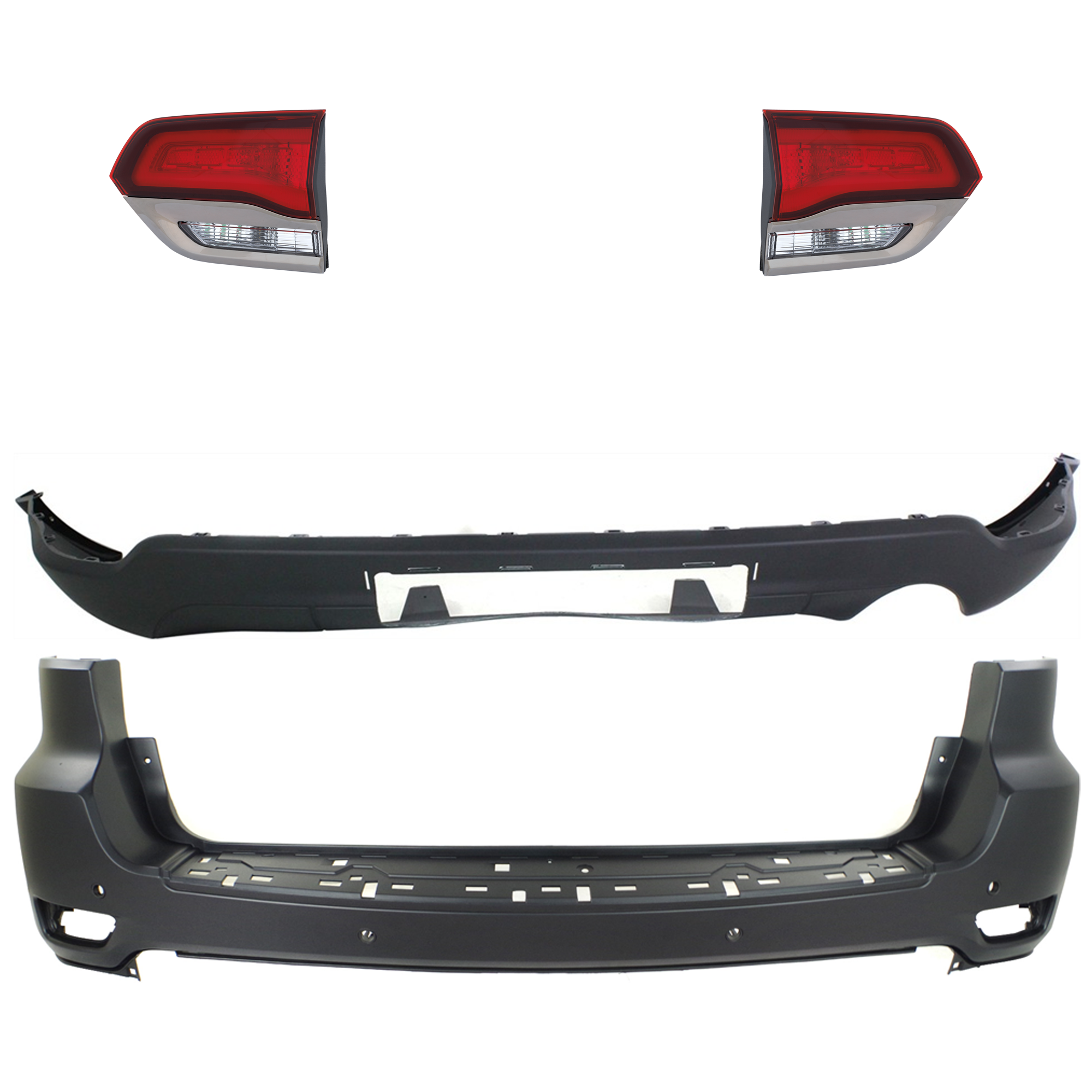 AM GRAND CHEROKEE 14-15 TAIL LAMP RH AND LH Inner Assembly Halogen 4 pc kit w Bumper Cover CAPA SKU KIT 092923-193 Partslink CH1100985C CH1195102C CH2802114C CH2803114C OEM 68111468AB 68111468AA 68214368