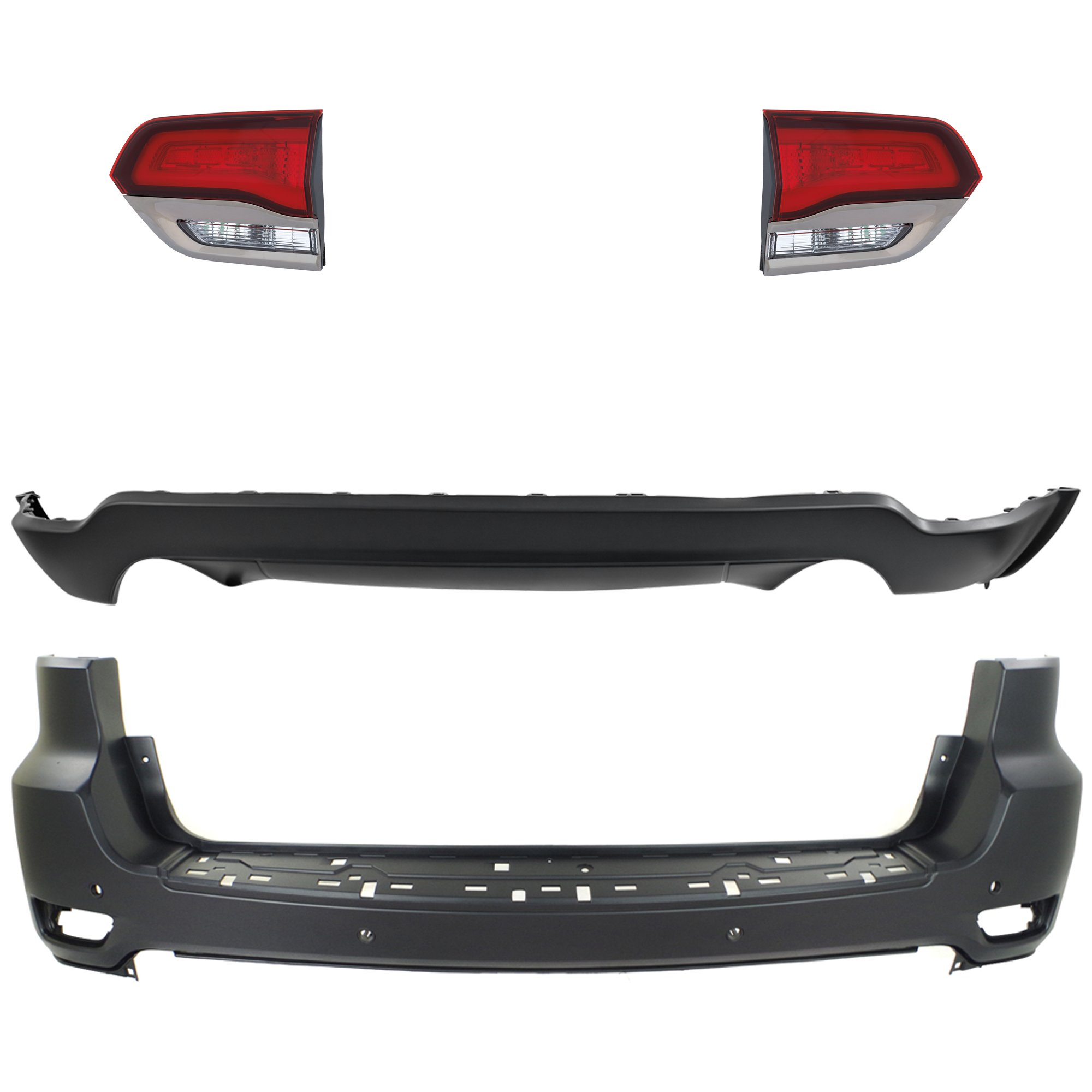 AM GRAND CHEROKEE 14-15 TAIL LAMP RH AND LH Inner Assembly Halogen 4 pc kit w Bumper Cover CAPA SKU KIT 092923-194 Partslink CH1100985C CH1195103C CH2802114C CH2803114C OEM 68111469AA 68214368AC 68289998