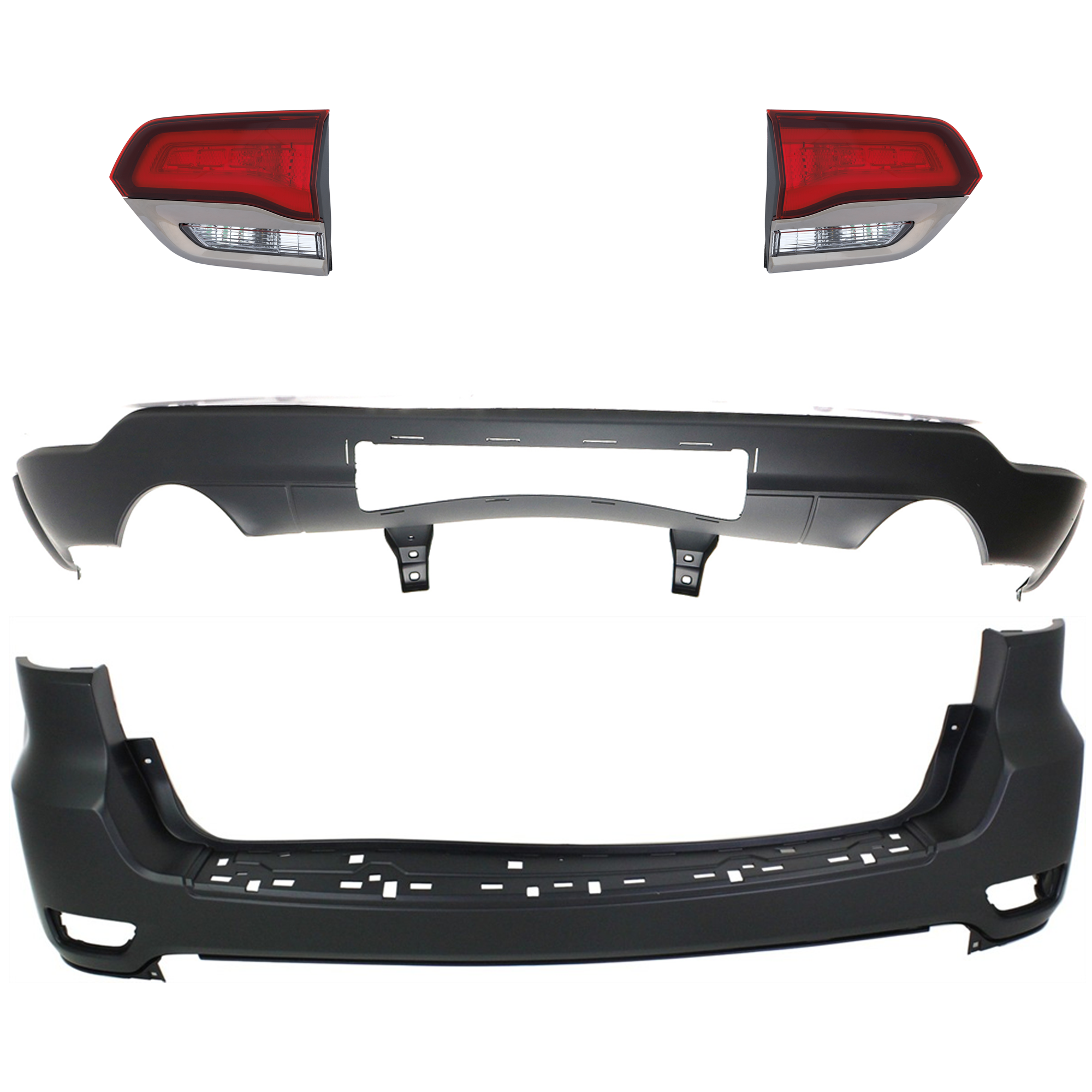 AM GRAND CHEROKEE 14-21 GRAND CHEROKEE WK 22-22 TAIL LAMP RH AND LH Inner Assembly Halogen 4 pc kit w Bumper Cover CAPA SKU KIT 092923-196 Partslink CH1100952C CH1195104C CH2802114C CH2803114C OEM 1VQ65TZZAA 68111470AB 68289998