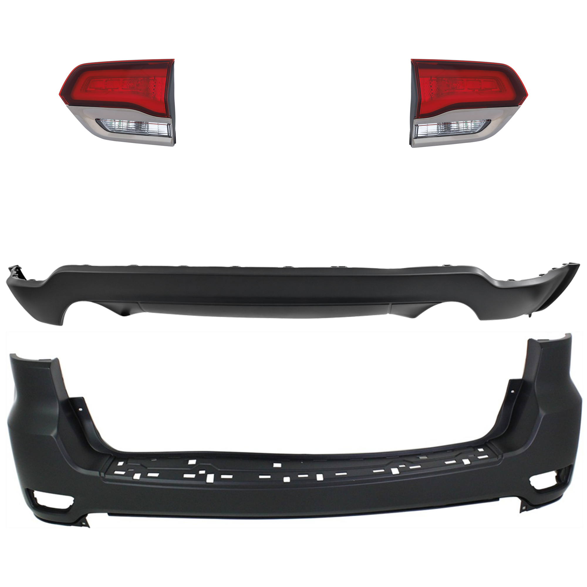 AM GRAND CHEROKEE 14-21 GRAND CHEROKEE WK 22-22 TAIL LAMP RH AND LH Inner Assembly Halogen 4 pc kit w Bumper Cover CAPA SKU KIT 092923-199 Partslink CH1100952C CH1195103C CH2802114C CH2803114C OEM 1VQ65TZZAA 68111469AA 68289998