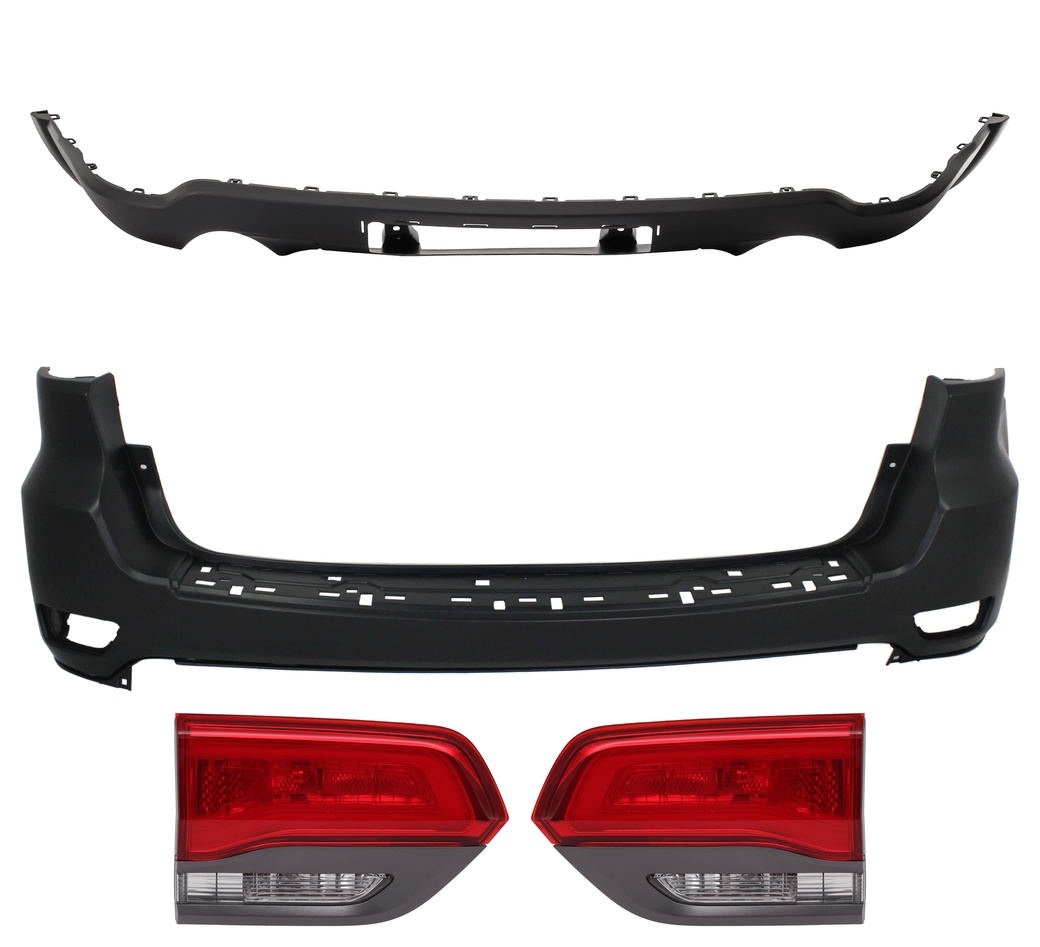 AM GRAND CHEROKEE 14-21 GRAND CHEROKEE WK 22-22 TAIL LAMP RH AND LH Inner Assembly Halogen 4 pc kit with Bumper Cover SKU KIT 092923-33 Partslink CH2802109 CH2803109 CH1195104 CH1100952 OEM 68236106AB 68236107AB 68236107