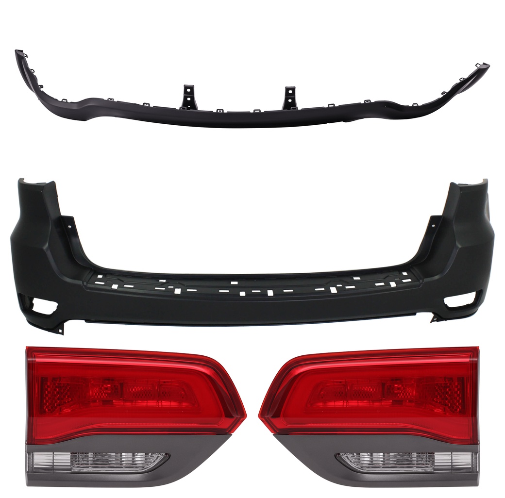 AM GRAND CHEROKEE 14-21 GRAND CHEROKEE WK 22-22 TAIL LAMP RH AND LH Inner Assembly Halogen 4 pc kit with Bumper Cover SKU KIT 092923-36 Partslink CH2802109 CH2803109 CH1195103 CH1100952 OEM 68236106AB 68236107AB 68236107