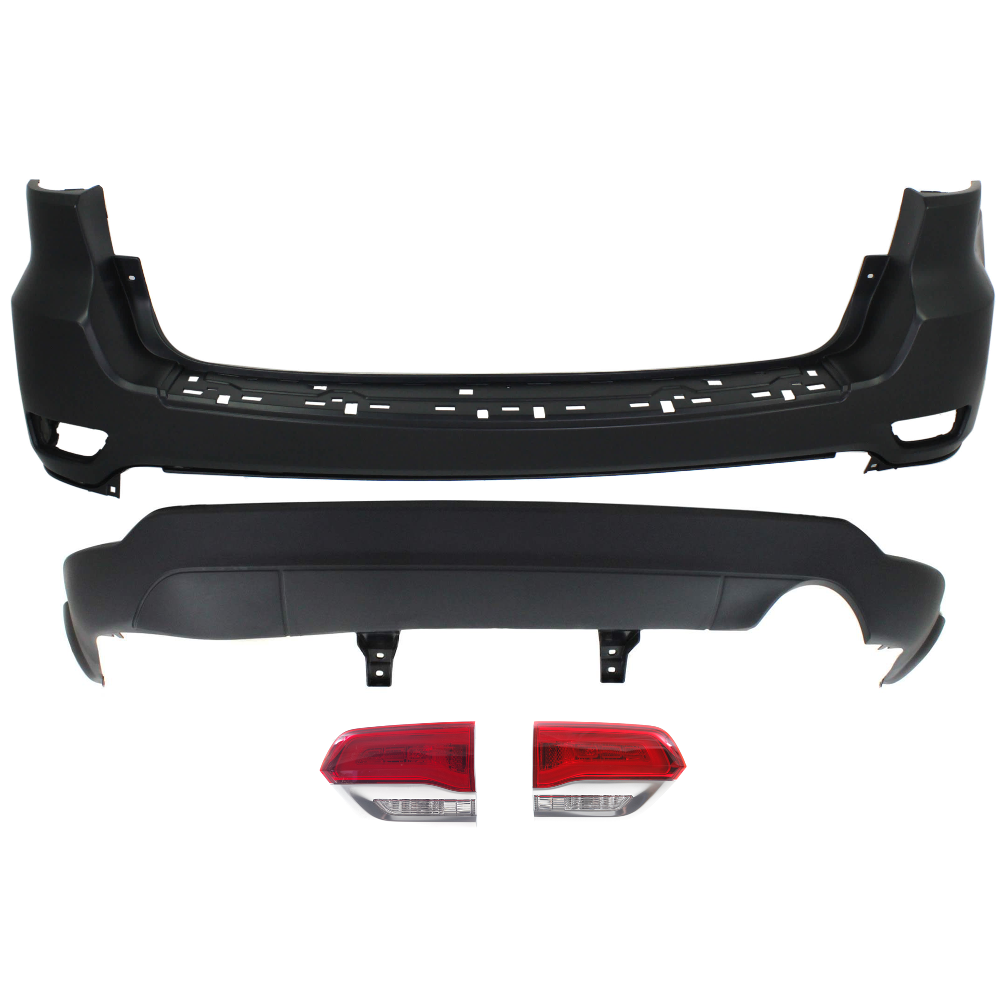 AM GRAND CHEROKEE 14-21 GRAND CHEROKEE WK 22-22 TAIL LAMP RH AND LH Inner Assembly Halogen 4 pc kit with Bumper Cover SKU KIT 092923-59 Partslink CH2802112 CH2803112 CH1195101 CH1100952 OEM 68236136AF 68236136AB 68236137