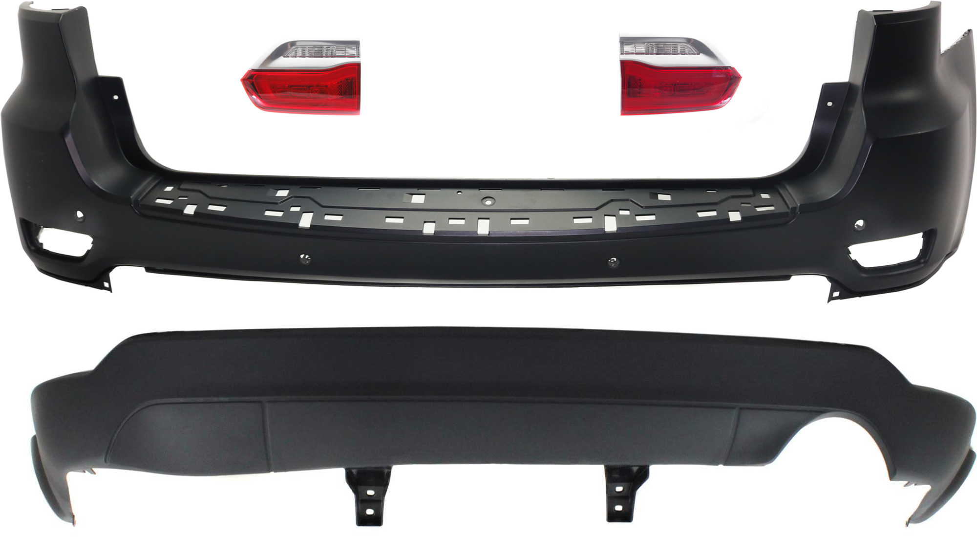 AM GRAND CHEROKEE 14-21 GRAND CHEROKEE WK 22-22 TAIL LAMP RH AND LH Inner Assembly Halogen 4 pc Kit with Bumper Cover SKU KIT 092923-67 Partslink CH2802112 CH2803112 CH1195101 CH1100A25 OEM 68236136AF 68236136AB 68236137