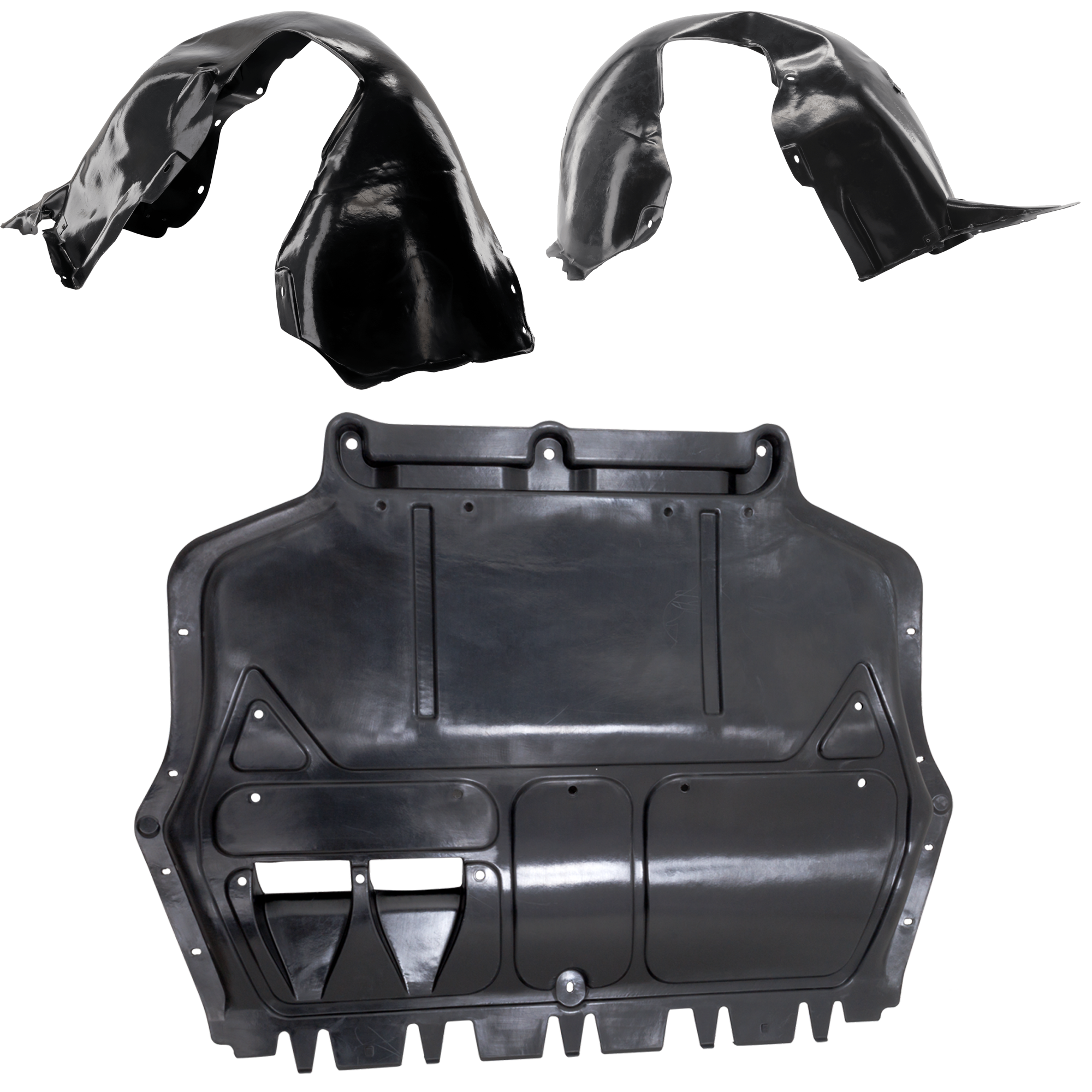 AM PASSAT 12-15 ENGINE SPLASH SHIELD 3 pc Kit Under Cover Front Exc. 2.0L Diesel Eng includes Fender Liner SKU KIT 100125-02 Partslink VW1228121 VW1248123 VW1249123 OEM 561825237D 561805911B9B9-56180