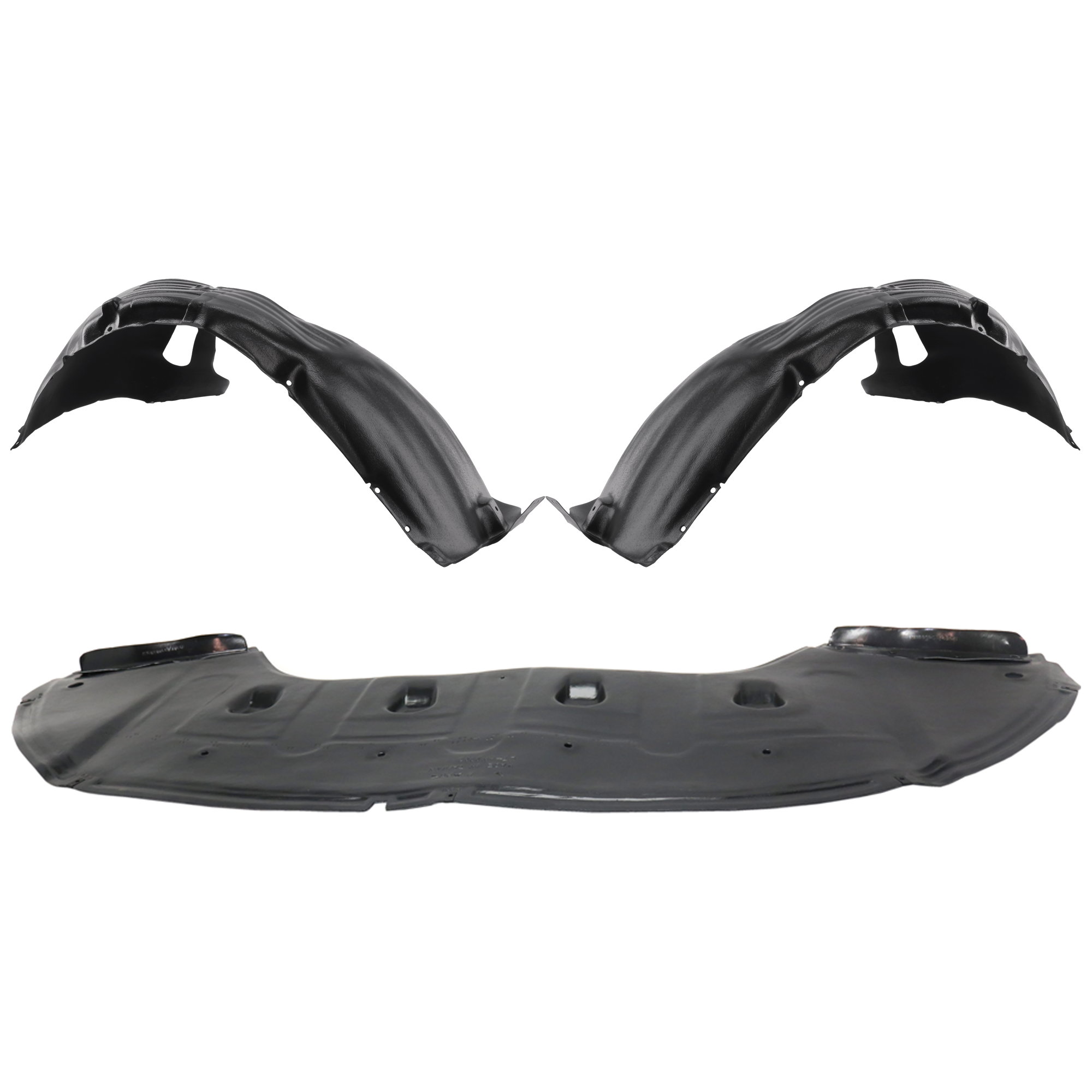 AM SONATA 15-17 ENGINE SPLASH SHIELD 3 pc Kit Under Cover Front 2.4L Eng. Sport Model includes Fender Liner SKU KIT 100125-03 Partslink HY1228185 HY1249173 HY1248173 OEM 29110C2300-29110C2400-86812C23