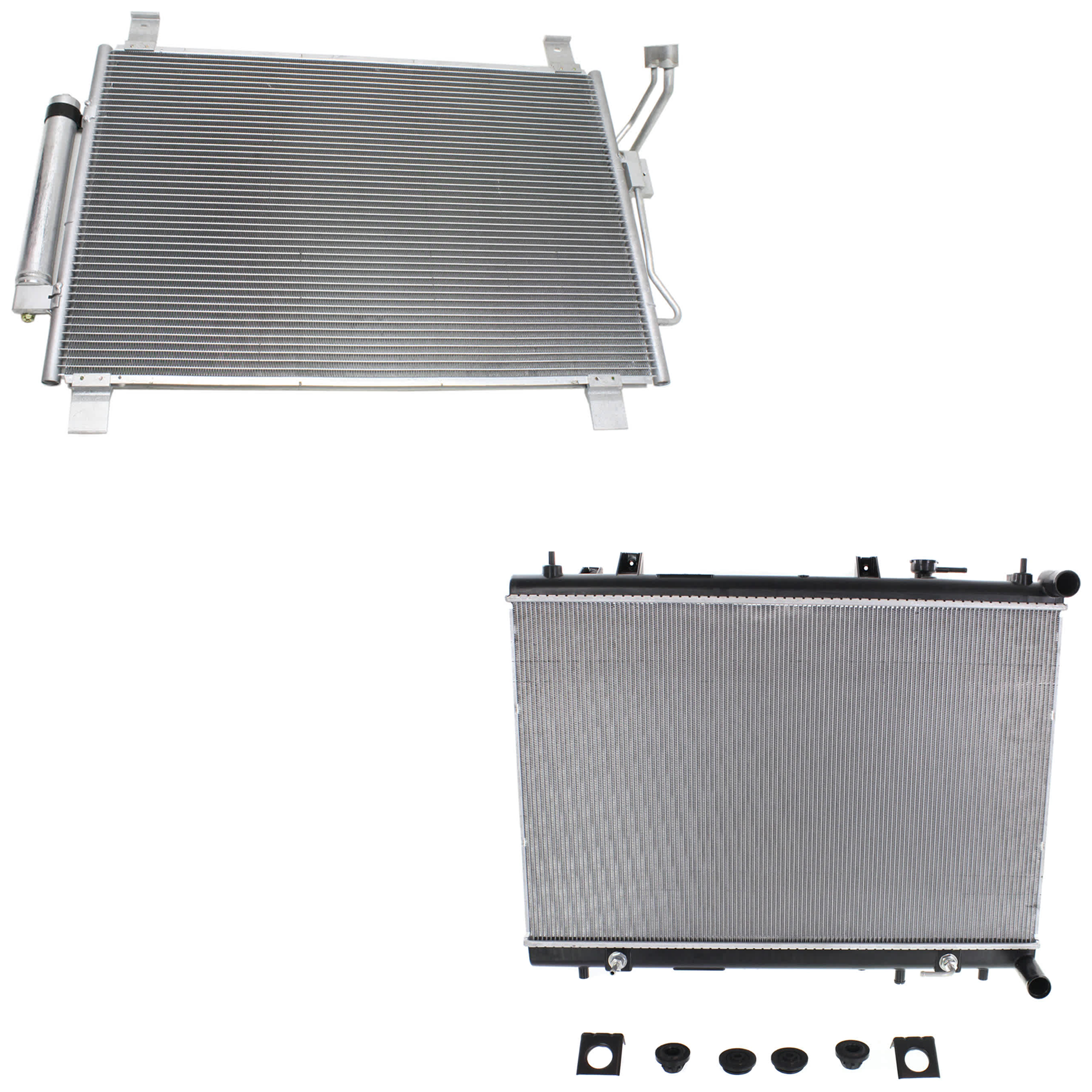 AM PATHFINDER 13-20 QX60-14-20 RADIATOR 2 pc Kit includes A C Condenser SKU KIT 100125-11 Partslink NI3010226 NI3030172 OEM 214603JA0E 921009PS0A 921003JA