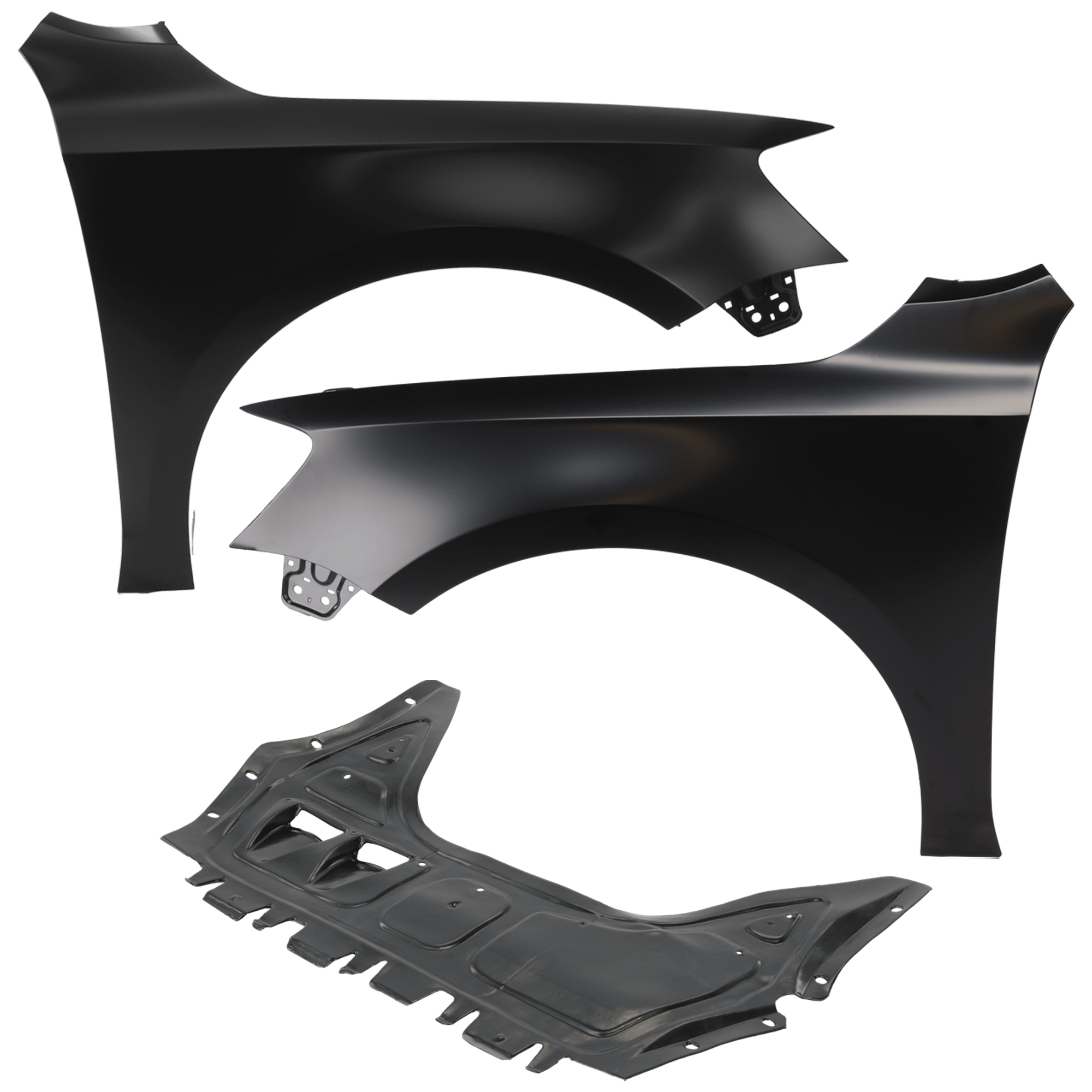 AM JETTA 11-18 ENGINE SPLASH SHIELD 3 pc Kit Front Sedan includes Fender SKU KIT 100125-18 Partslink VW1228143 VW1241142 VW1240142 OEM 5C0825237D 5C6821106A 5C682110