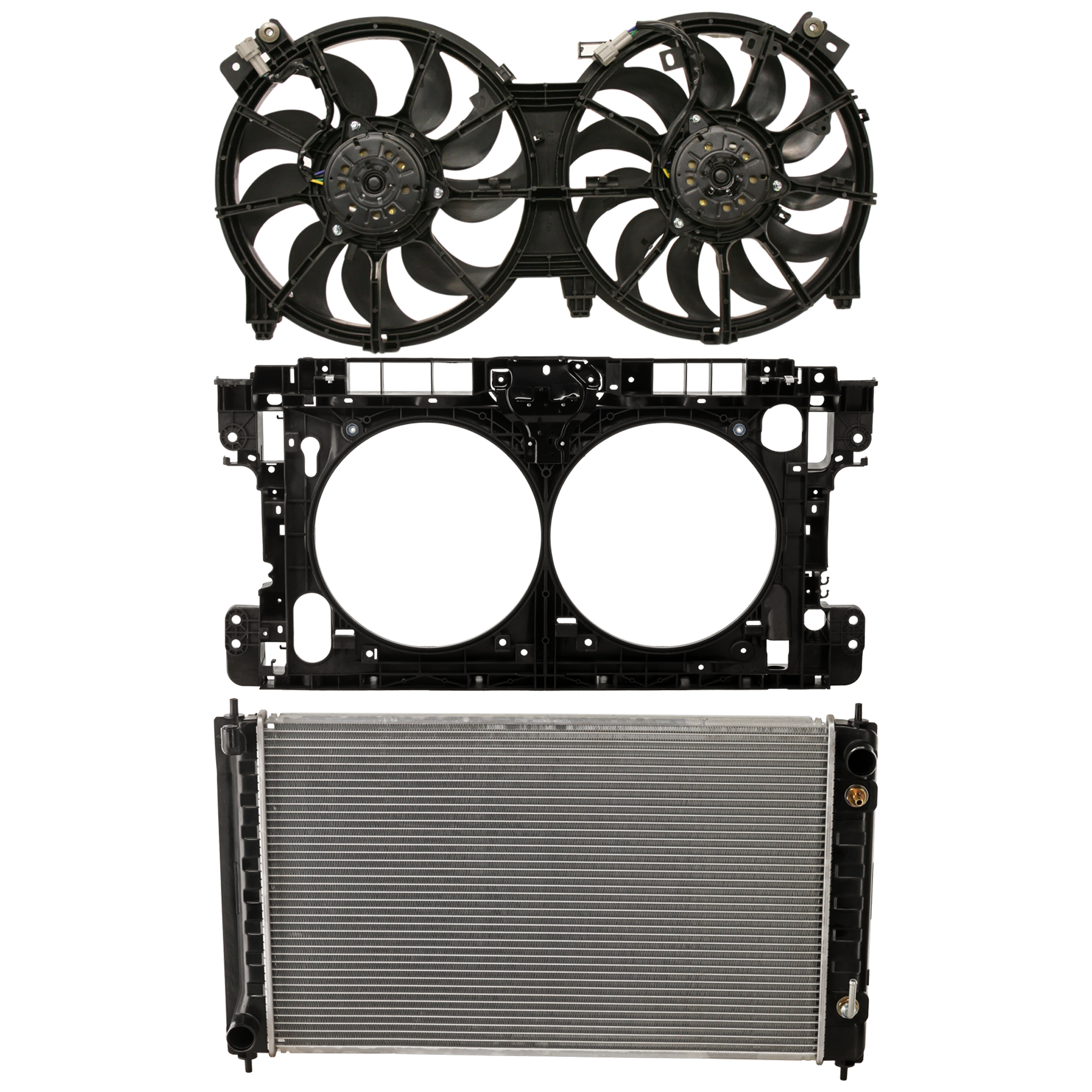 AM ALTIMA 16-18 RADIATOR SUPPORT 3 pc Kit 2.5L Eng. includes Cooling Fan Assembly and Radiator SKU KIT 100125-28 Partslink NI1225250C NI3010210 NI3115134 OEM 21460ZN50B 21460ZN50A 21481JA1