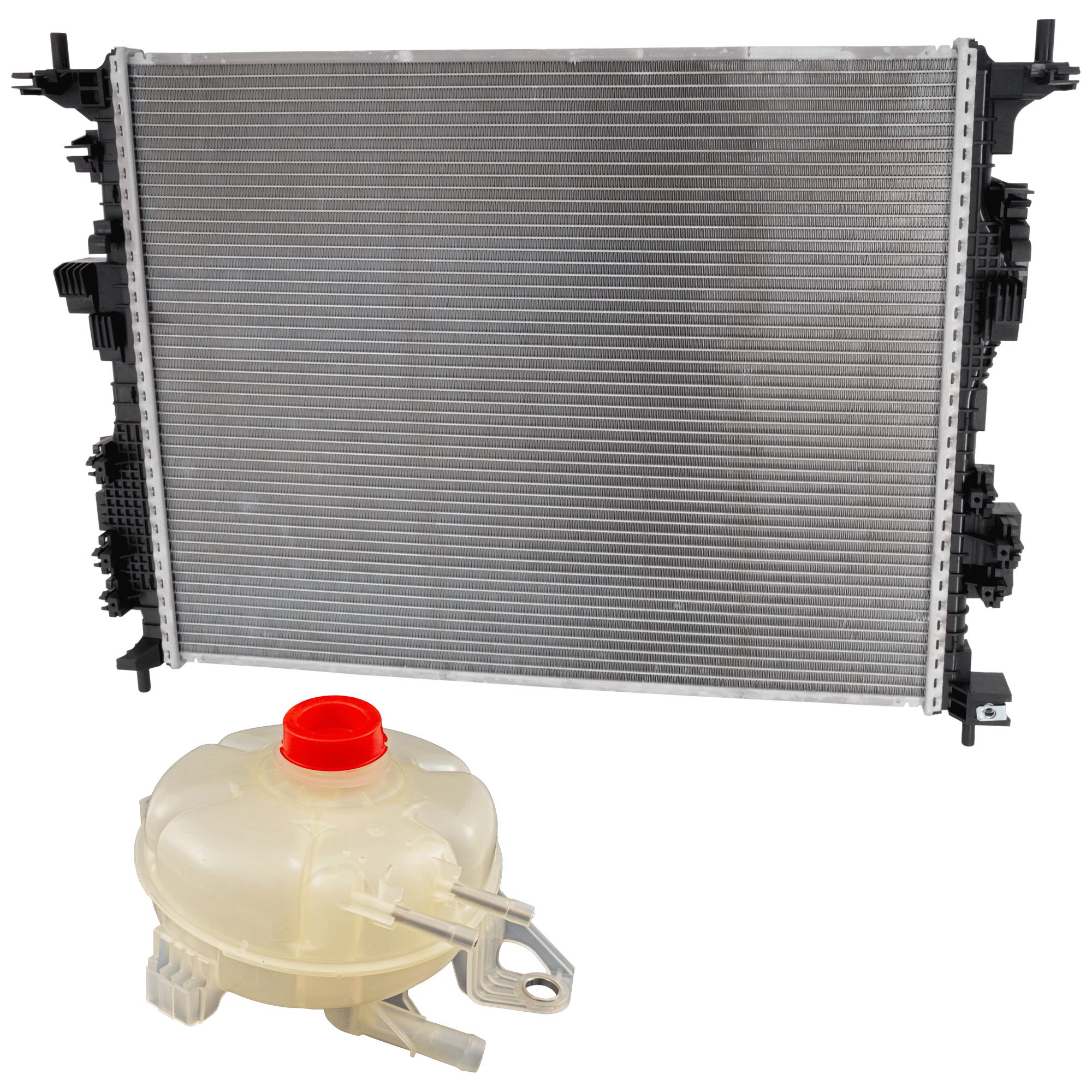 AM ESCAPE 20-24 MAVERICK 22-24 RADIATOR 2 pc Kit includes Coolant Reservoir SKU KIT 100125-36 Partslink FO3010369 FO3014181 OEM MX6Z8005B LX6Z8005A LX6Z8A080A
