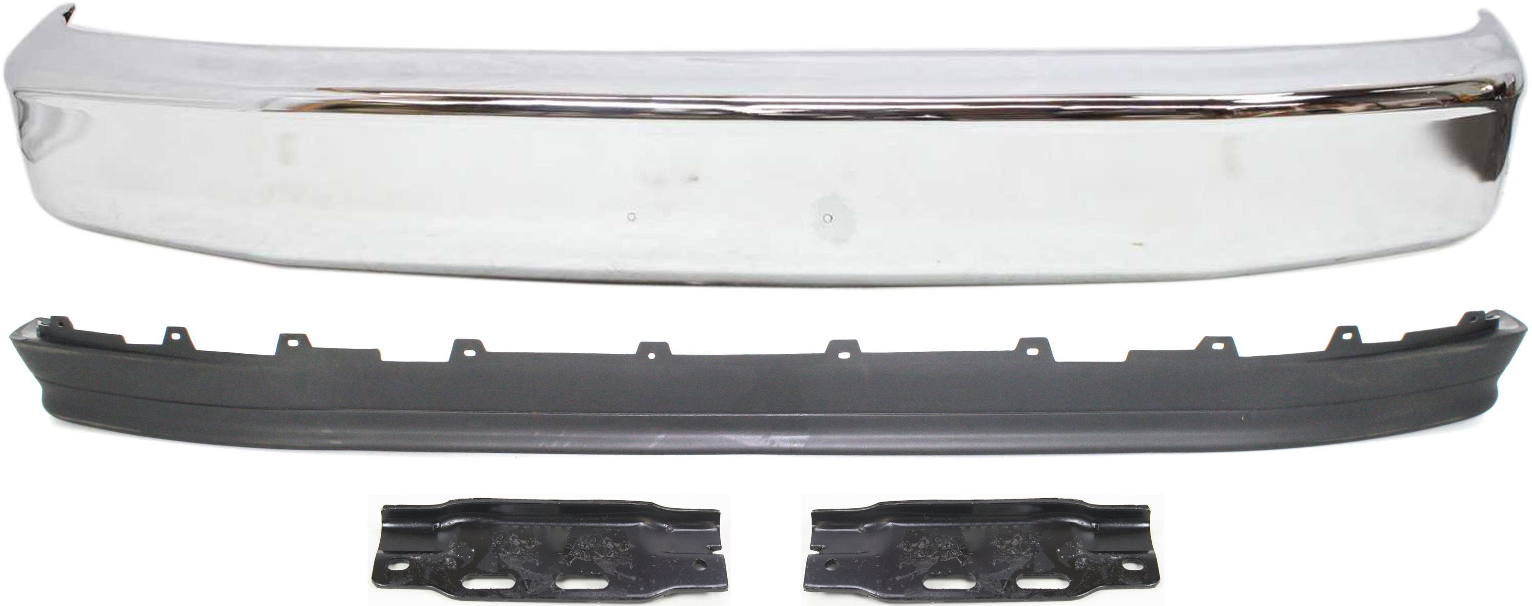 AM BRONCO 92-96 F SERIES 92-97 FRONT BUMPER 4 pc Kit with Bumper Brackets and Valance SKU KIT 100217-04 Partslink FO1002236 FO1066108 FO1067108 FO1095154 OEM F2TZ17757A F2TZ17752B F2TZ1775