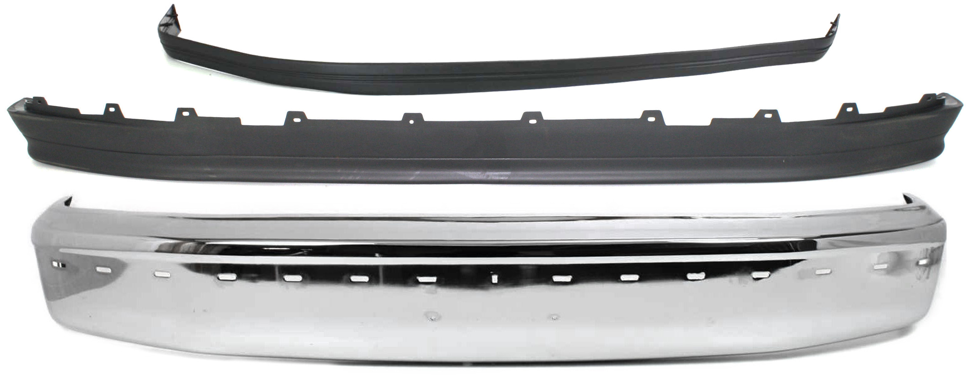 AM BRONCO F SERIES 92-96 FRONT BUMPER 3 pc Kit with Bumper Trim and Valance SKU KIT 100217-05 Partslink FO1002237 FO1057220 FO1095154 OEM F2TZ17757B F2TZ17K833A F2TZ176