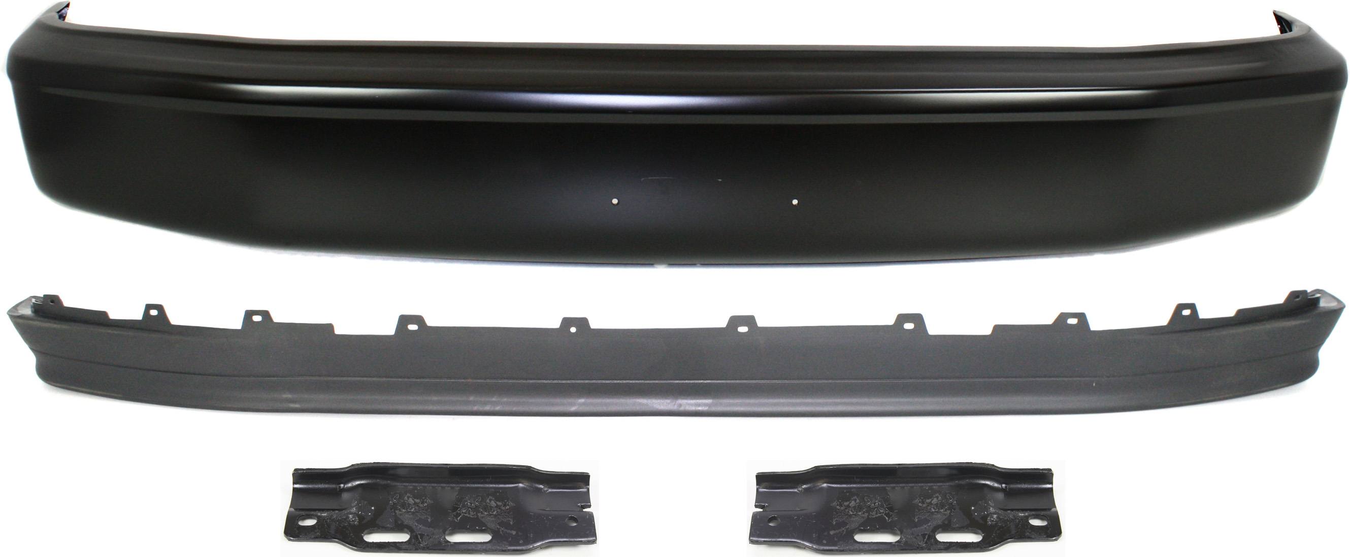AM BRONCO 92-96 F SERIES 92-97 FRONT BUMPER 4 pc Kit with Bumper Brackets and Valance SKU KIT 100217-08 Partslink FO1002340 FO1066108 FO1067108 FO1095154 OEM F2TZ17757D F2TZ17752B F2TZ1775