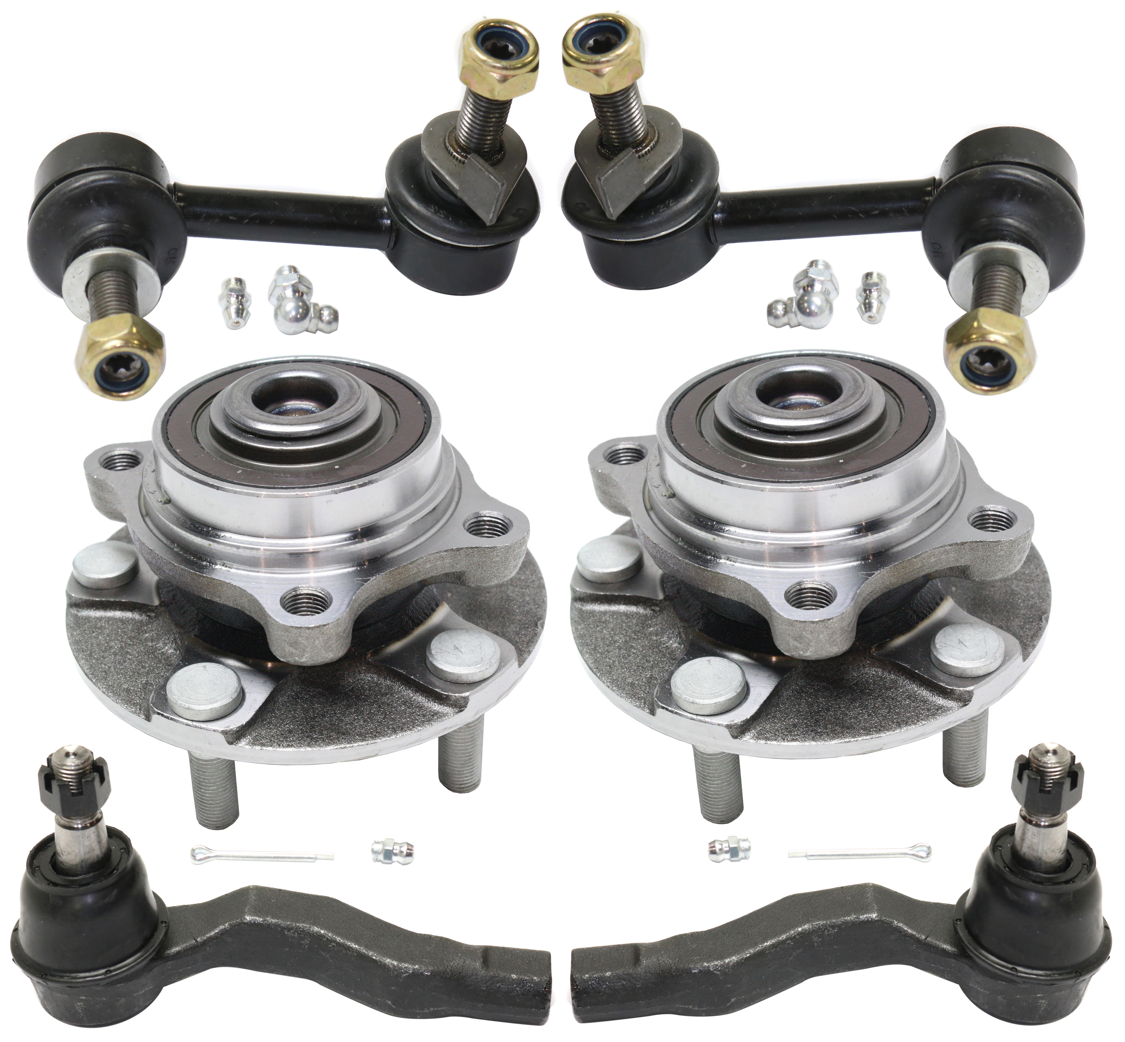 AM G35-03-07-350Z 03-09 FRONT SUSPENSION KIT RH AND LH 6 pc kit with Sway Bar Links Tie Rod Ends and Wheel Hubs SKU KIT 100317-02 OEM 1015920 TC5465 SL433-60642022