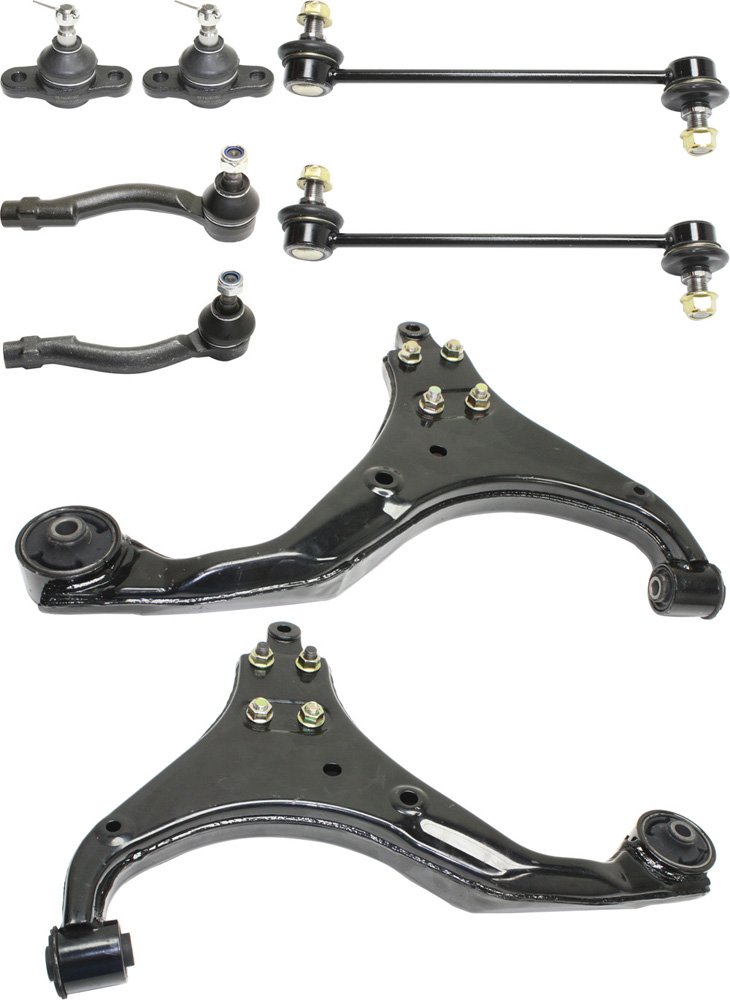 AM SPORTAGE 05-10 TUCSON 05-09 FRONT CONTROL ARM KIT RH AND LH Lower w ball joint s 8 pc Kit with Ball Joint Sway Bar Link and Tie Rod End SKU KIT 100317-13 OEM 517602E000-1015374-2601645-505
