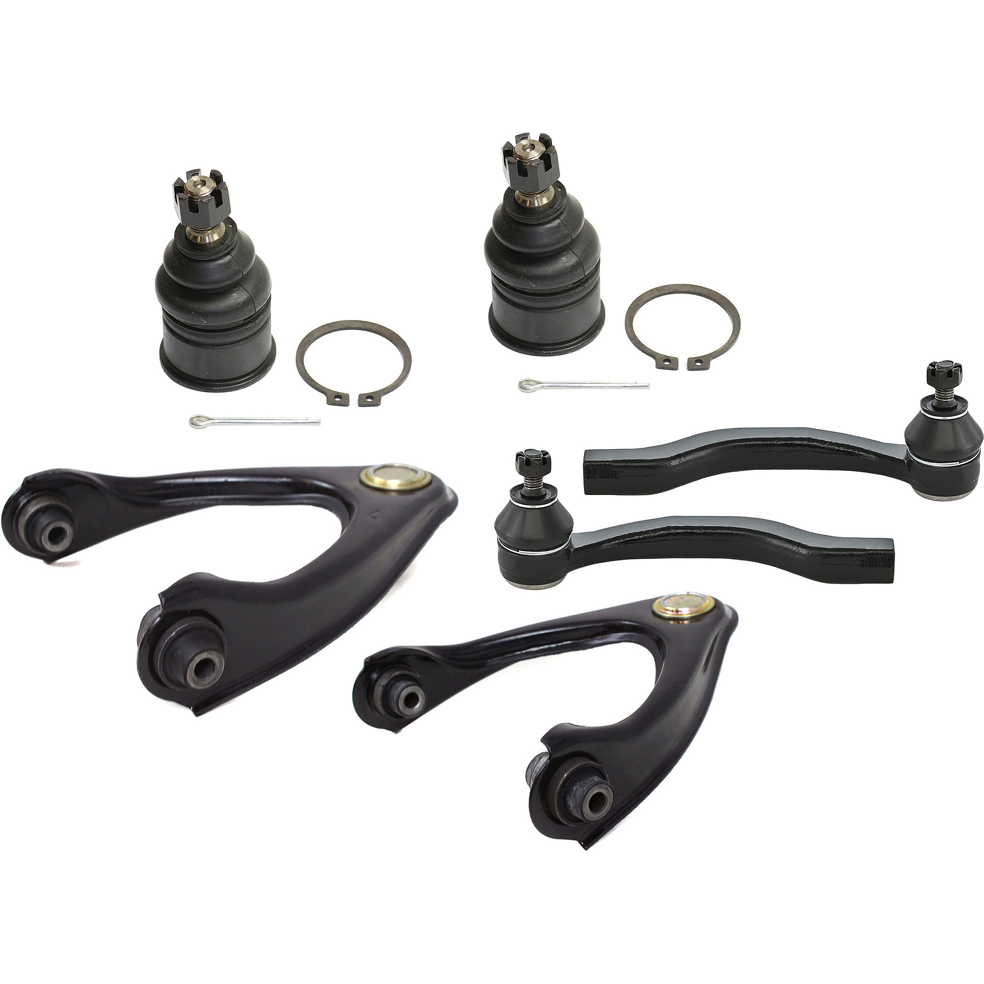 AM CIVIC 96-00 EL 97-00 FRONT CONTROL ARM KIT RH AND LH Upper w ball joint s 6 pc Kit with Ball Joint and Tie Rod End SKU KIT 100317-48 OEM 104216-254007-1014786-2601427