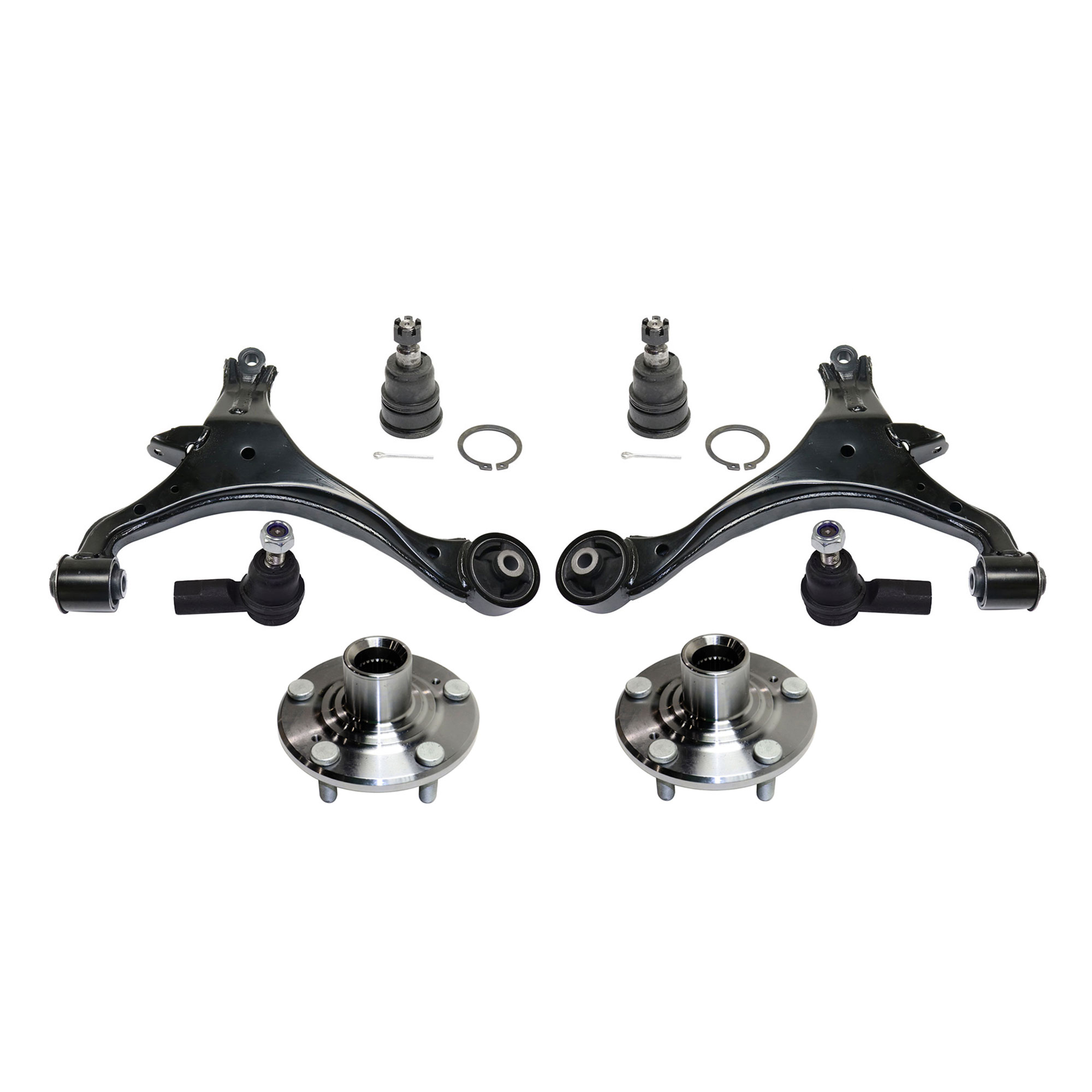 AM RSX 02-04 FRONT CONTROL ARM KIT RH AND LH Lower w ball joint s 8 pc Kit with Wheel Hub Ball Joint Tie Rod End Control Arm SKU KIT 100317-73 OEM 5051410-45D2399 FA2354 MK90493