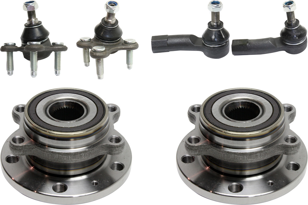 AM BEETLE PASSAT 12-19 JETTA 05-18 FRONT SUSPENSION KIT RH AND LH 6 pc Kit with Ball Joints Tie Rod Ends and Wheel Hubs SKU KIT 100317-90 OEM 1015971-2601618-5051338-1K0407