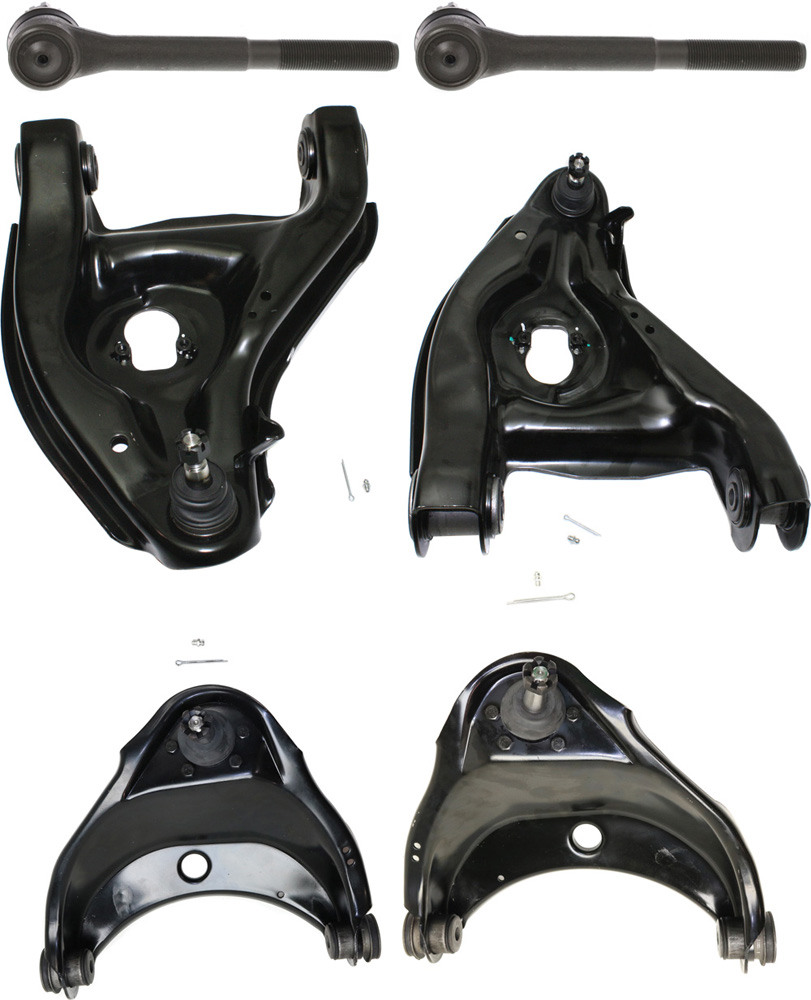 AM C1500-88-99 EXPRESS SAVANA 1500-2500-96-02 FRONT CONTROL ARM KIT RH AND LH Upper and Lower w ball joint s 6 pc Kit with Tie Rod End SKU KIT 100318-08 OEM 15665554-15665555-12361035-123