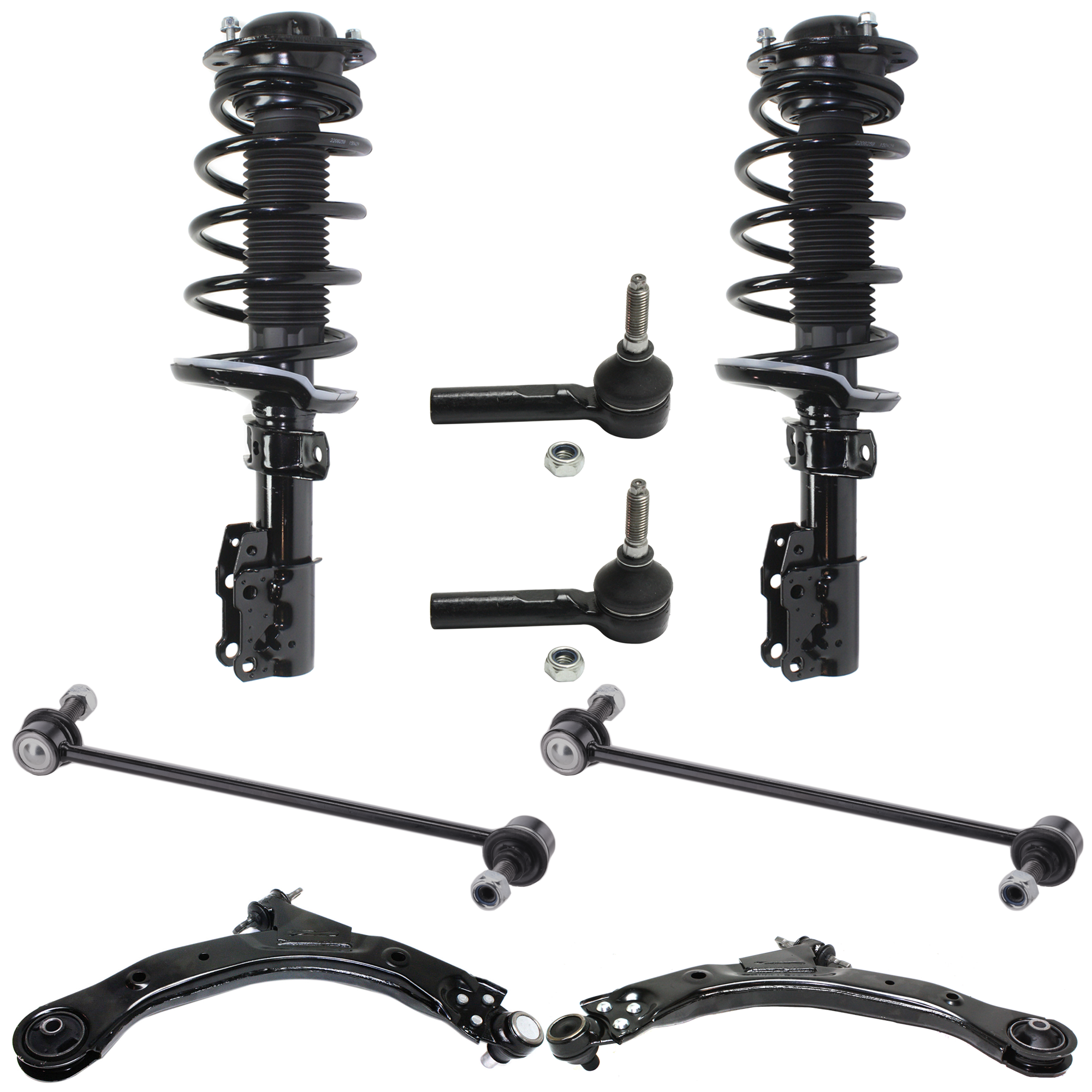 AM COBALT 05-10 FRONT CONTROL ARM KIT RH AND LH Lower 8 pc Kit with Loaded Struts Sway Bar Links and Tie Rod Ends SKU KIT 100318-46 OEM 25984680-25984681-19181044-191