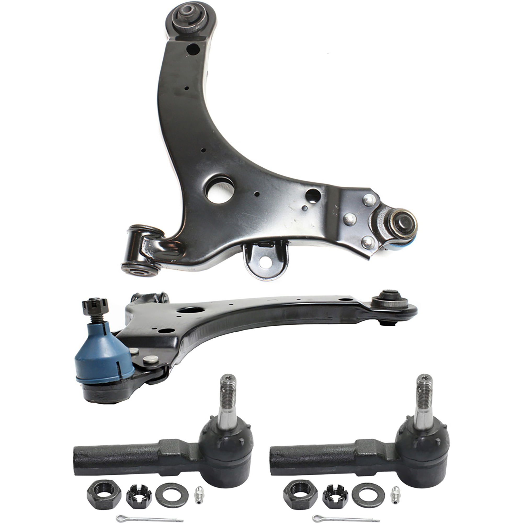AM VENTURE 97-05 IMPALA 04-13 IMPALA LIMITED 14-16 FRONT CONTROL ARM KIT RH AND LH Lower 4 pc kit with Tie Rod Ends SKU KIT 100318-50 OEM 10344930-10420754-10344931-104