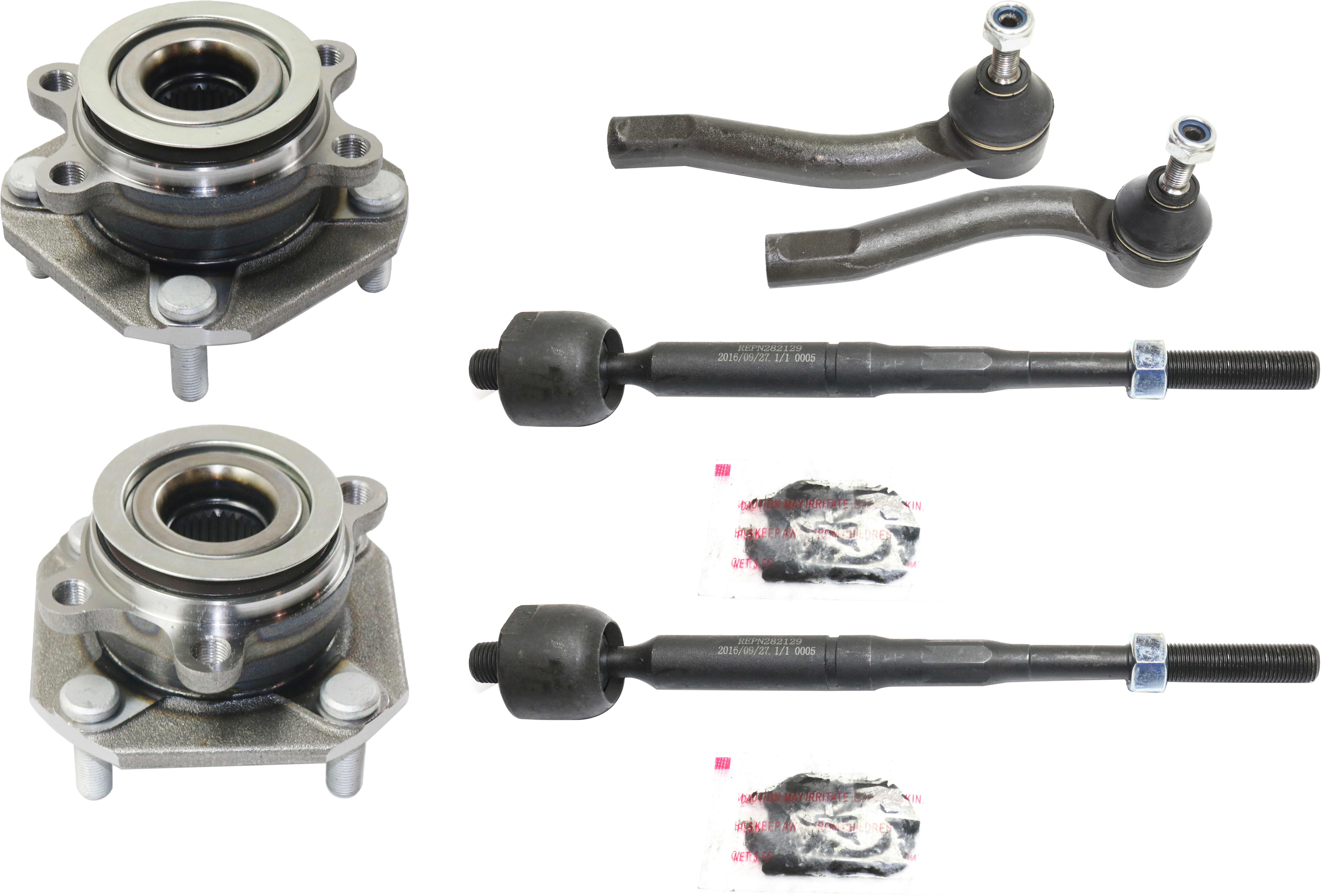 AM SENTRA 07-12 FRONT HUB ASSEMBLY RH AND LH 6 pc Kit 4 Wheel ABS with Tie Rod Ends SKU KIT 100417-08 Partslink NI4522100 OEM 91330201-48521ET00A D8640ET00A