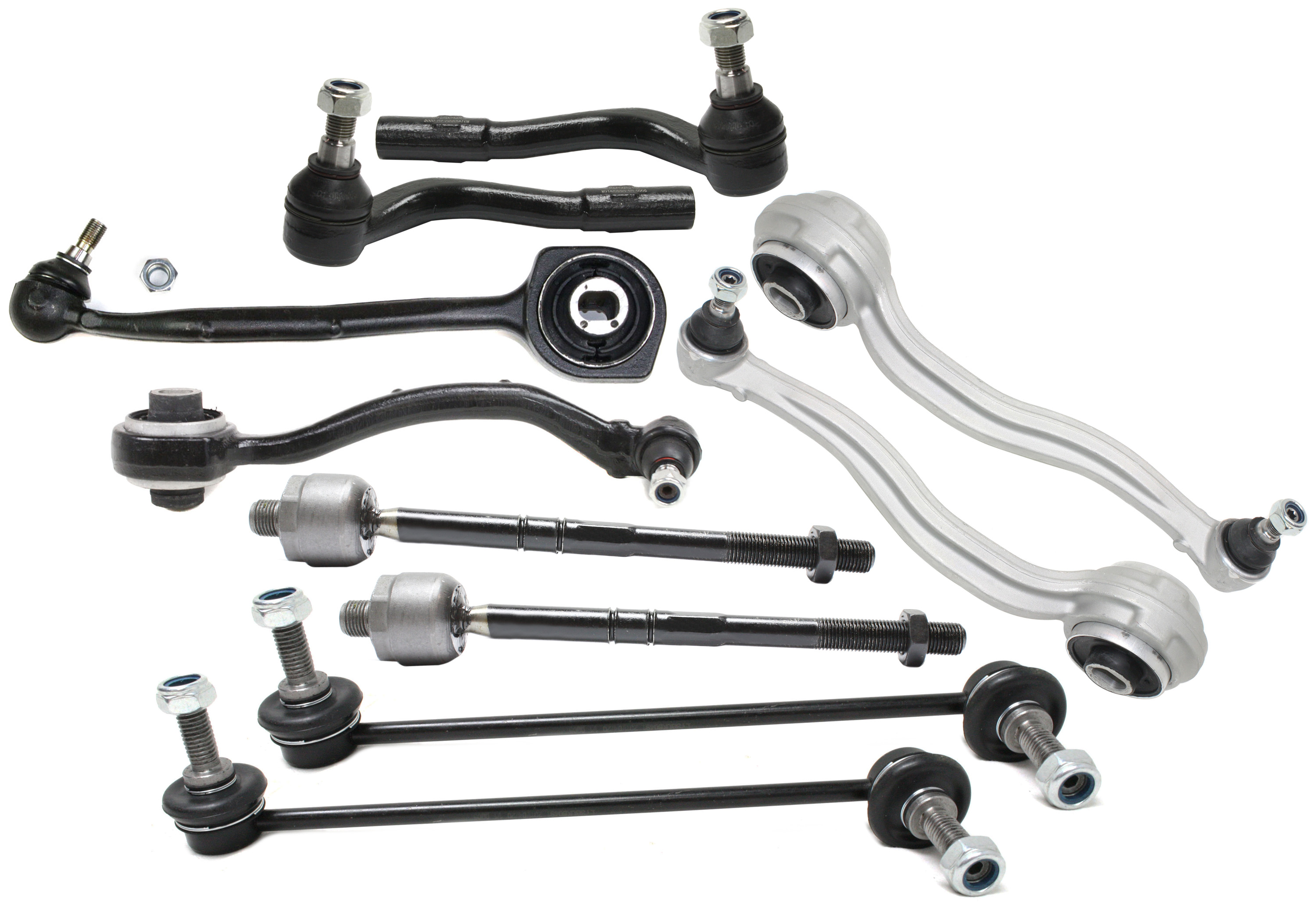 AM C CLASS 01-07 CLK CLASS 03-09 FRONT CONTROL ARM KIT RH AND LH Lower Frontward and Rearward w ball joint s 10 pc Kit with Sway Bar Link and Tie Rod End SKU KIT 100417-14 OEM 2033303311-2033303411-20333020