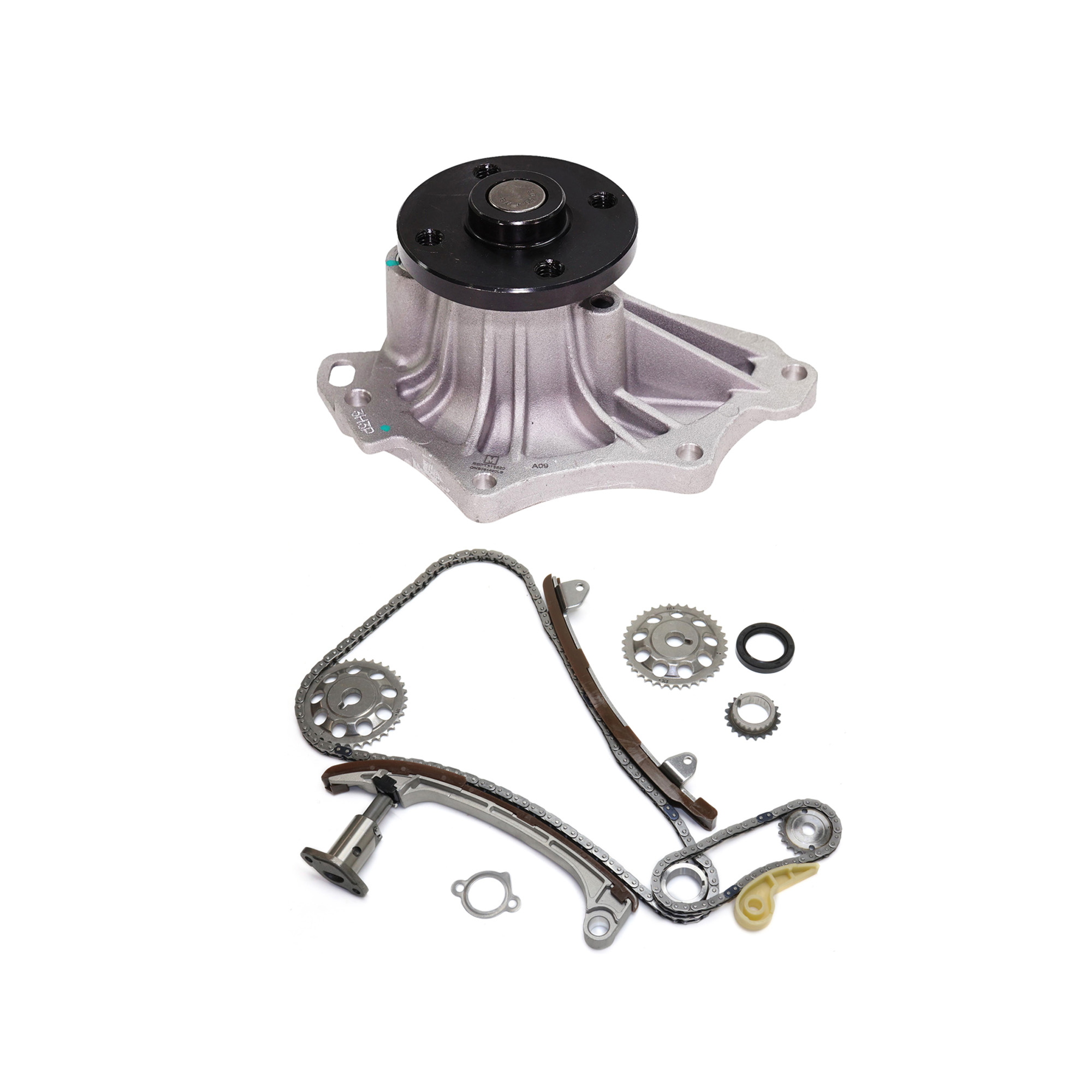 AM CAMRY 02-11 HIGHLANDER 01-07 TIMING CHAIN KIT 2 pc kit DOHC 4 Cyl 2.0L 2.4L Engine w Water Pump SKU KIT 100417-51 OEM 90752S 1610028041-161000H010