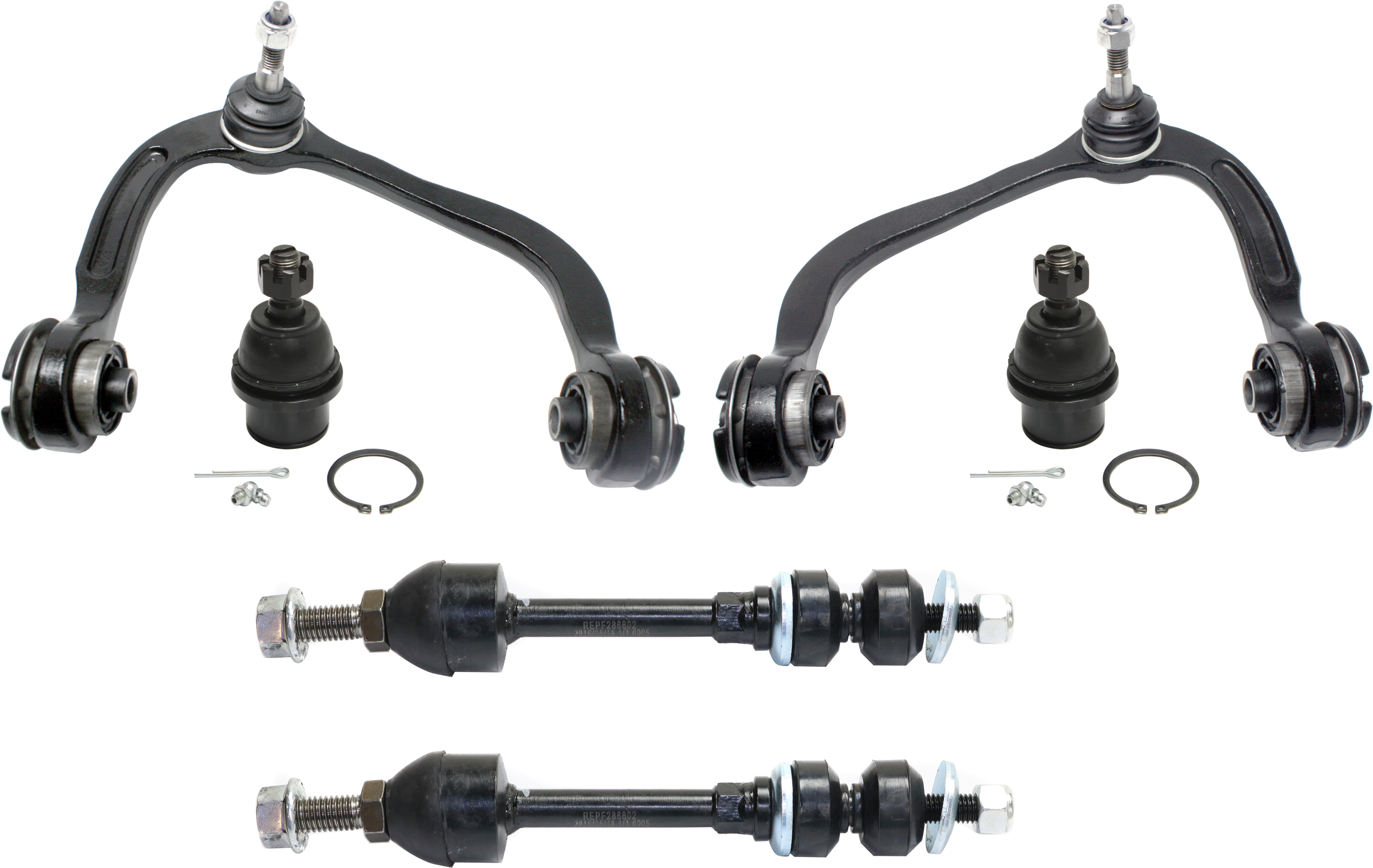 AM F 150-05-08 MARK LT 06-08 FRONT CONTROL ARM KIT RH AND LH Upper w ball joint s 6 pc Kit with Ball Joint and Sway Bar Link SKU KIT 100516-09 OEM 104298-104368-5051314-2L1Z3050