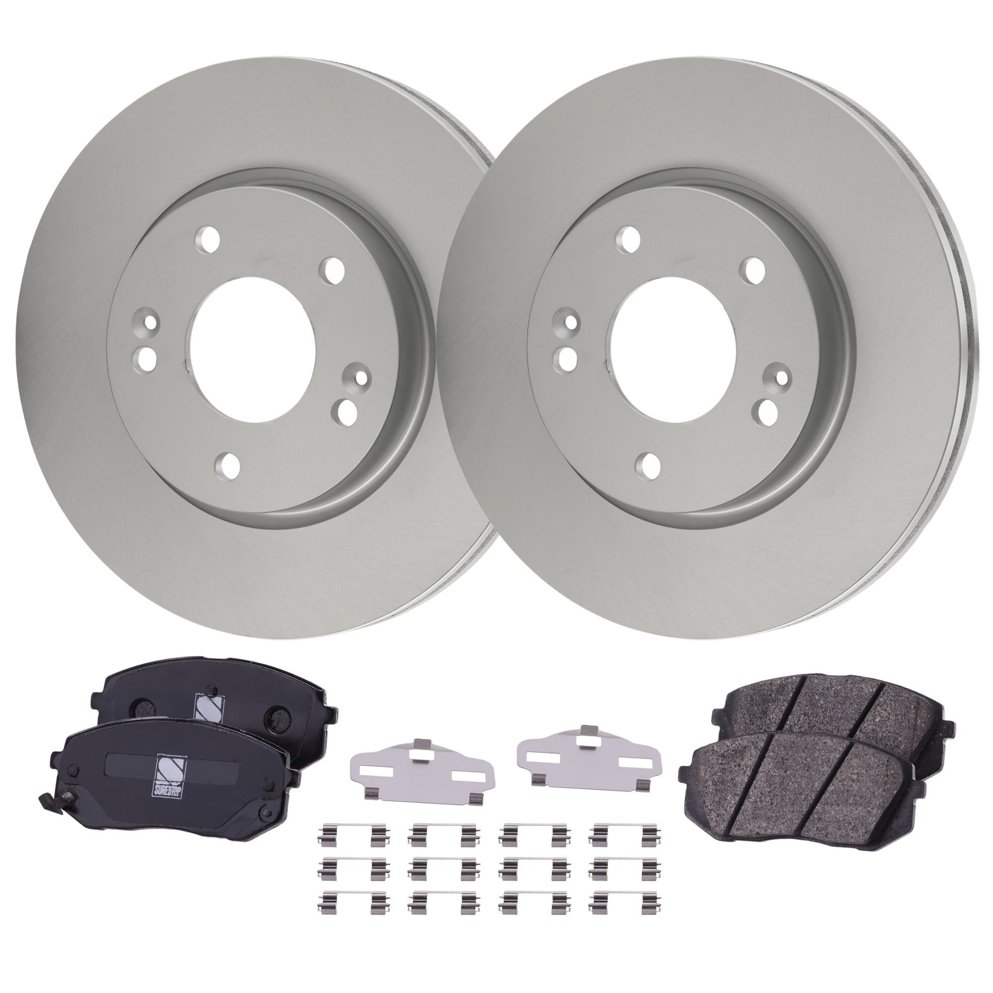 AM TUCSON 10-11 FRONT BRAKE DISC AND PAD KIT 4 pc kit SKU KIT 100725 AE45 OEM 517122G000 PFM 581011DA00-5810