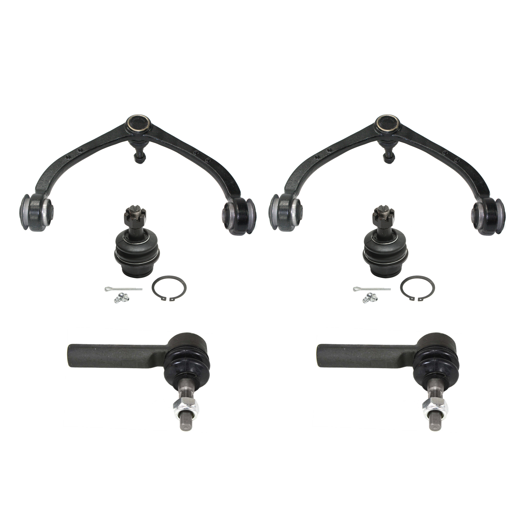 AM RAIDER 06-09 DAKOTA 05-11 FRONT CONTROL ARM KIT RH AND LH Upper w ball joint s 6 pc Kit with Ball Joint and Tie Rod End SKU KIT 100912-06 OEM 2601668-5051375-10480605-45D23