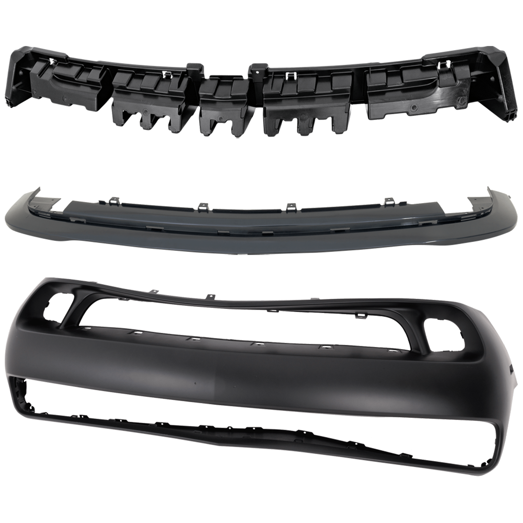 AM CHALLENGER 15-23 FRONT BUMPER COVER 3 pc Kit Primed includes Bumper Absorber and Valance CAPA SKU KIT 100925-03 Partslink CH1000A25C CH1070842C CH1091108C OEM 68174977AA 68258731AC 68260156