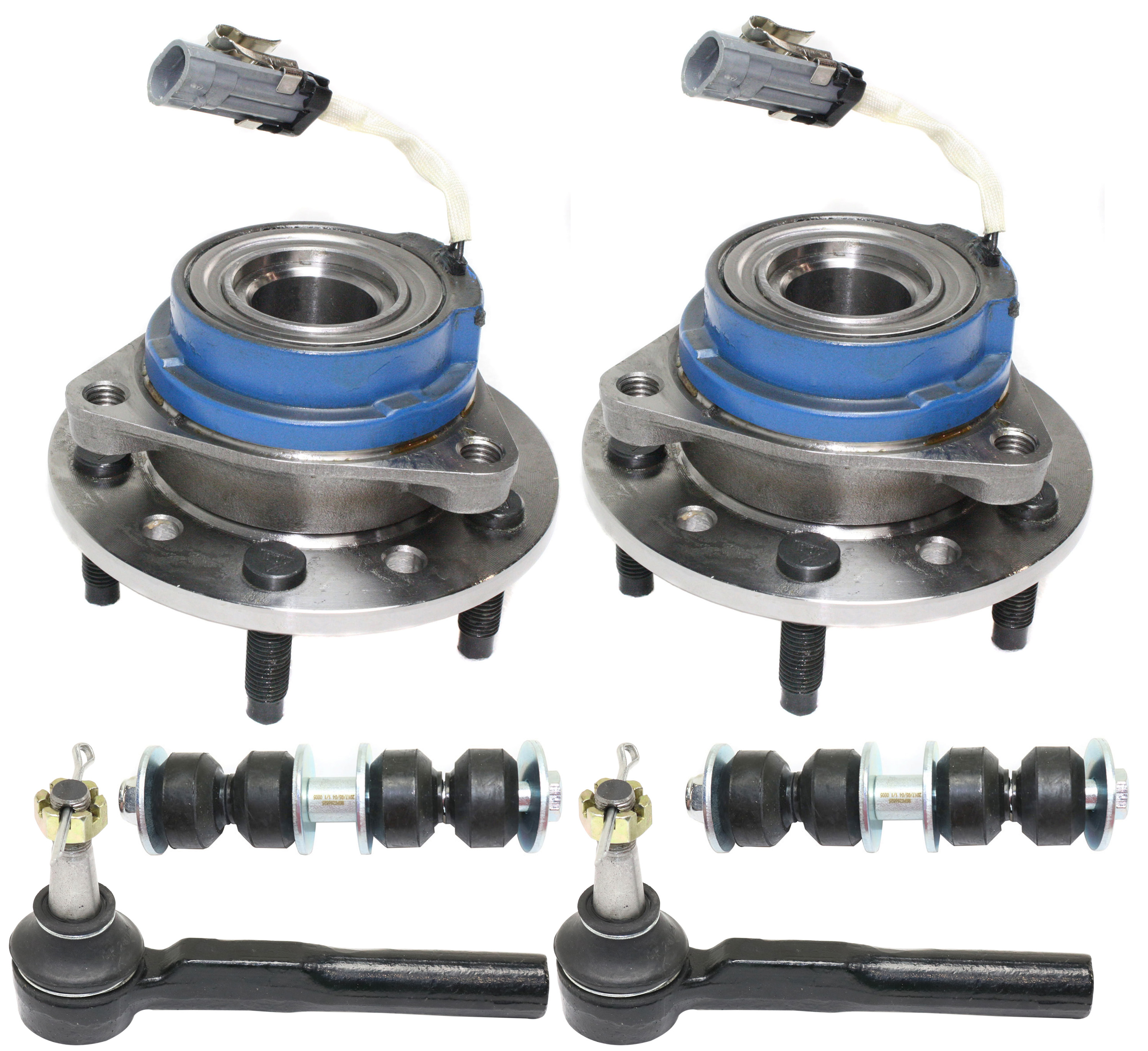 AM MALIBU 97-03 GRAND AM 99-05 FRONT SUSPENSION KIT RH AND LH 6 pc kit with Sway Bar Link Tie Rod End and Wheel Hub SKU KIT 101017-40 OEM 1015993-2651317-5451027-150245