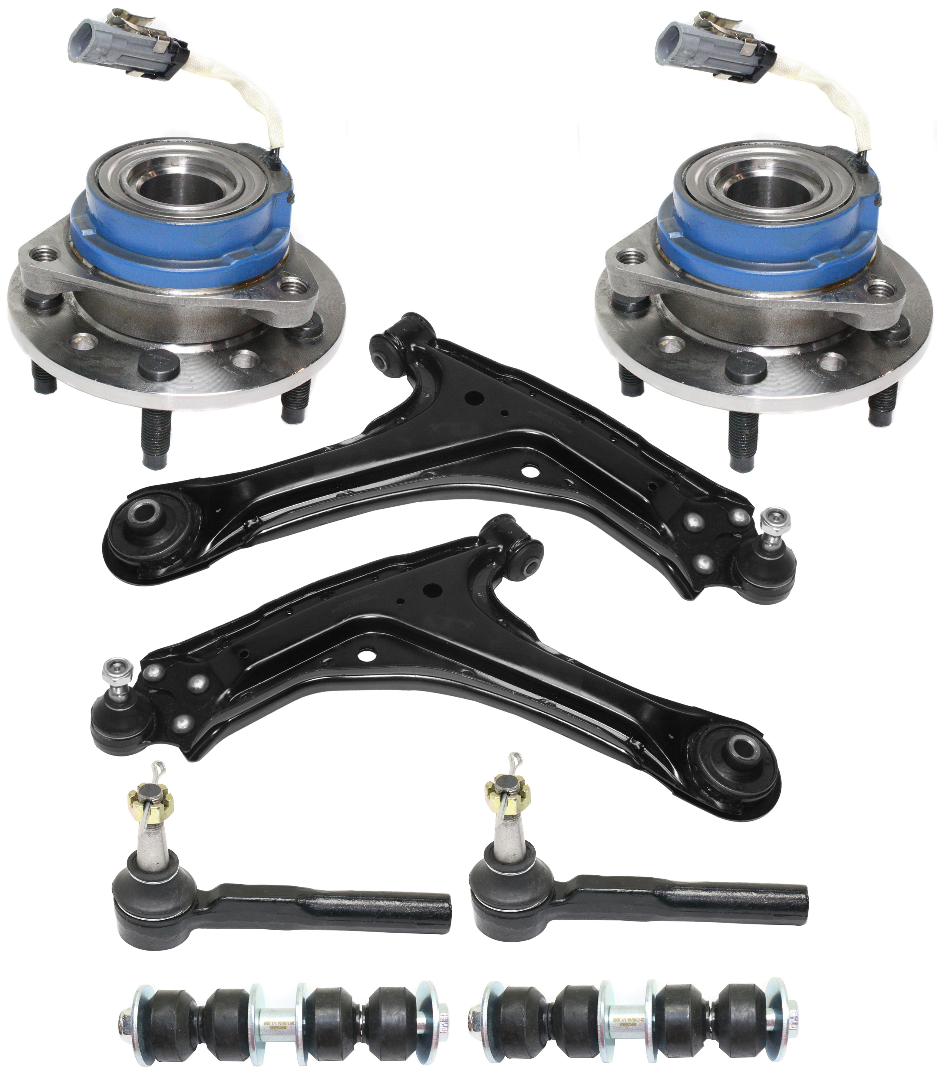 AM GRAND AM 99-05 MALIBU 97-03 FRONT CONTROL ARM KIT RH AND LH Lower w ball joint s 8 pc Kit with Wheel Hub Tie Rod End Sway Bar Link SKU KIT 101017-42 OEM 10365844-15216919-22625029-227