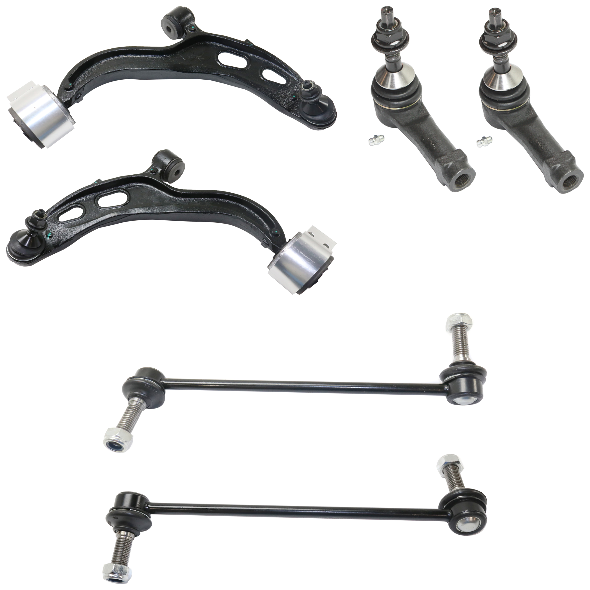 AM TAURUS 13-19 FRONT CONTROL ARM KIT RH AND LH Lower 6 pc kit with Sway Bar Link and Tie Rod Ends SKU KIT 101018-06 OEM FA5Z3078A FA5Z3079A MCF2227 MC