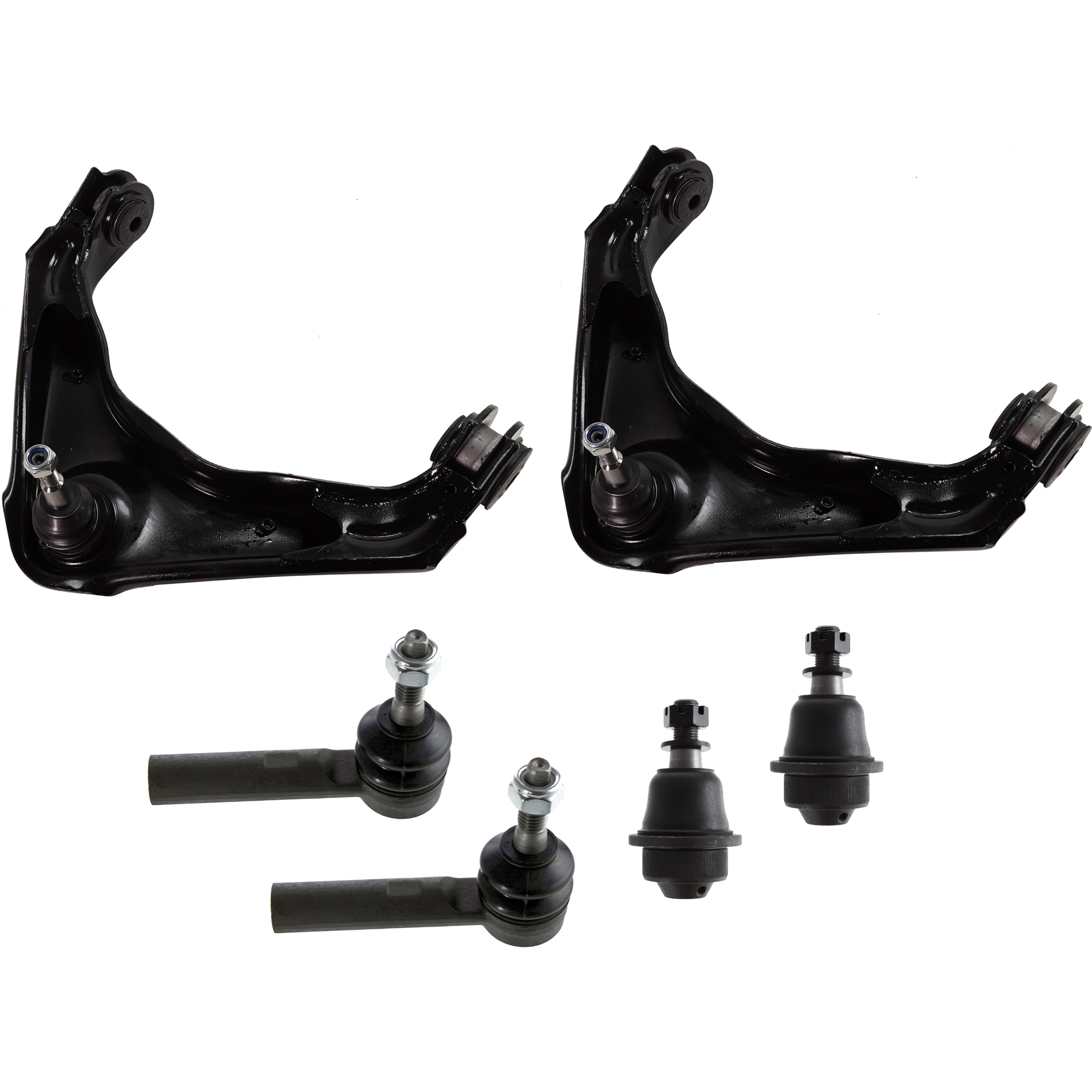 AM SILVERADO SIERRA P U 01-10 FRONT CONTROL ARM KIT RH AND LH Upper 6 pc Kit with Ball Joints and Tie Rod Ends SKU KIT 101018-61 OEM 114327-2601529-2601654-5051273