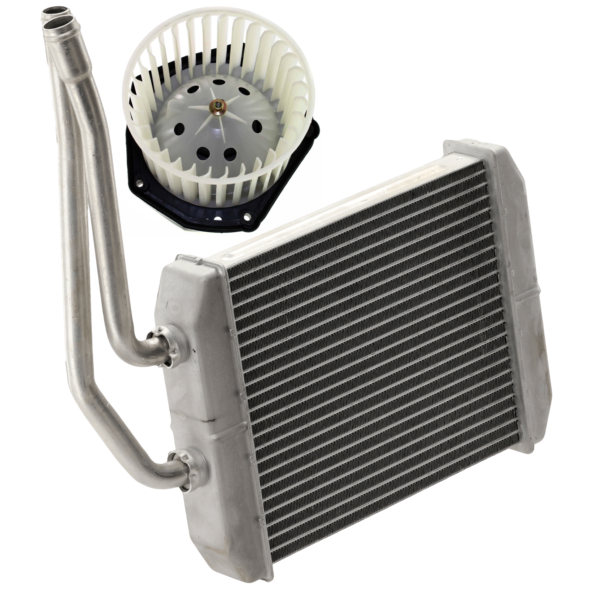 AM C3500HD 97-00 TAHOE 97-00 HEATER CORE AND BLOWER MOTOR KIT 2 pc Kit Aluminum 8.25 x 7.5 x 1 in. Core size with Heater Core and Blower Motor SKU KIT 101024-07 Partslink GM3126115 OEM 89019173-19131213