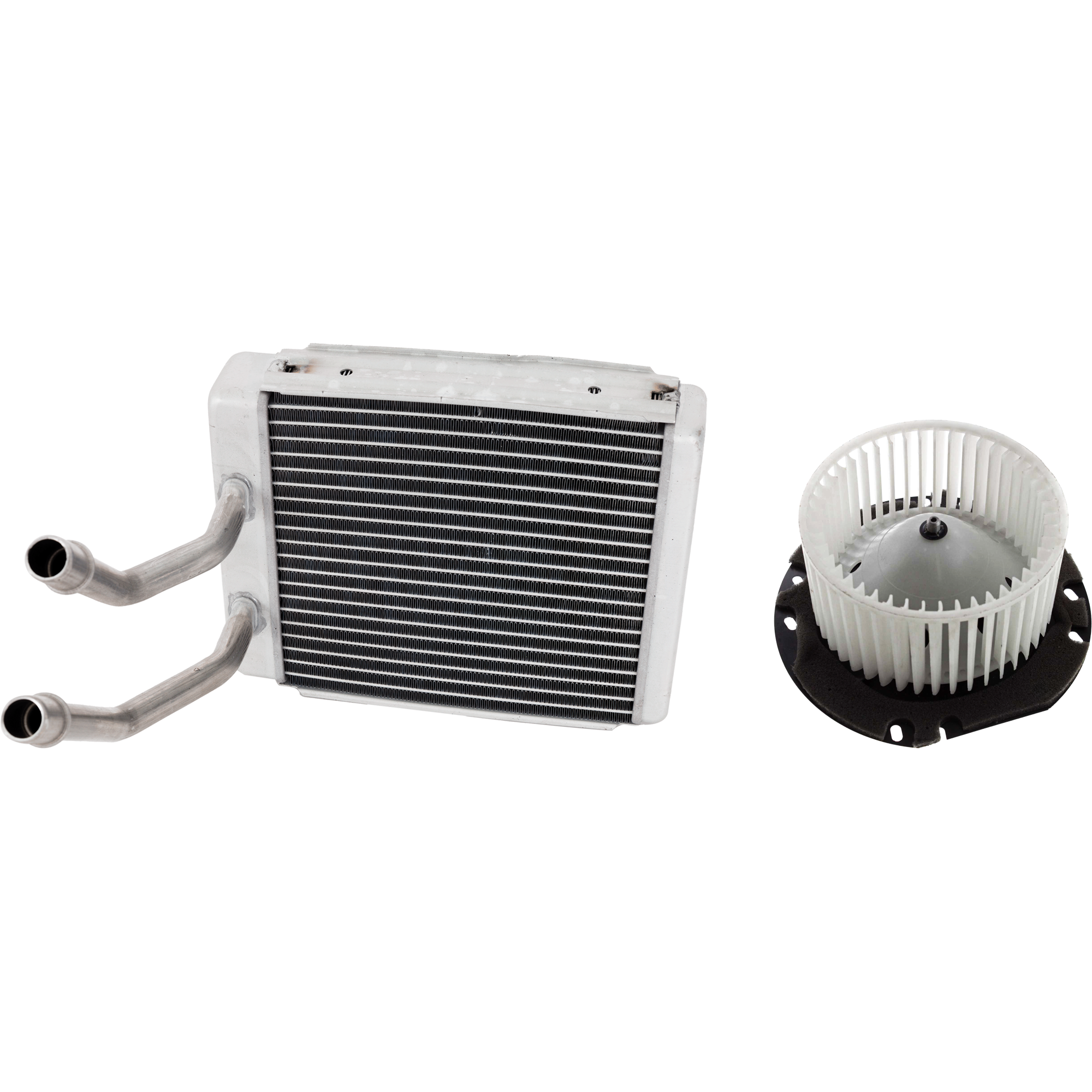 AM E 350 SUPER DUTY 04-16 E 450 SUPER DUTY 04-14 HEATER CORE AND BLOWER MOTOR KIT Front 2 pc Kit Aluminum 7.56 x 6.78 x 1.57 in. Core Size with Heater Core and Blower Motor SKU KIT 101024-25 Partslink FO3126109 OEM LC2Z18478A FOTZ18504A XC2Z1980