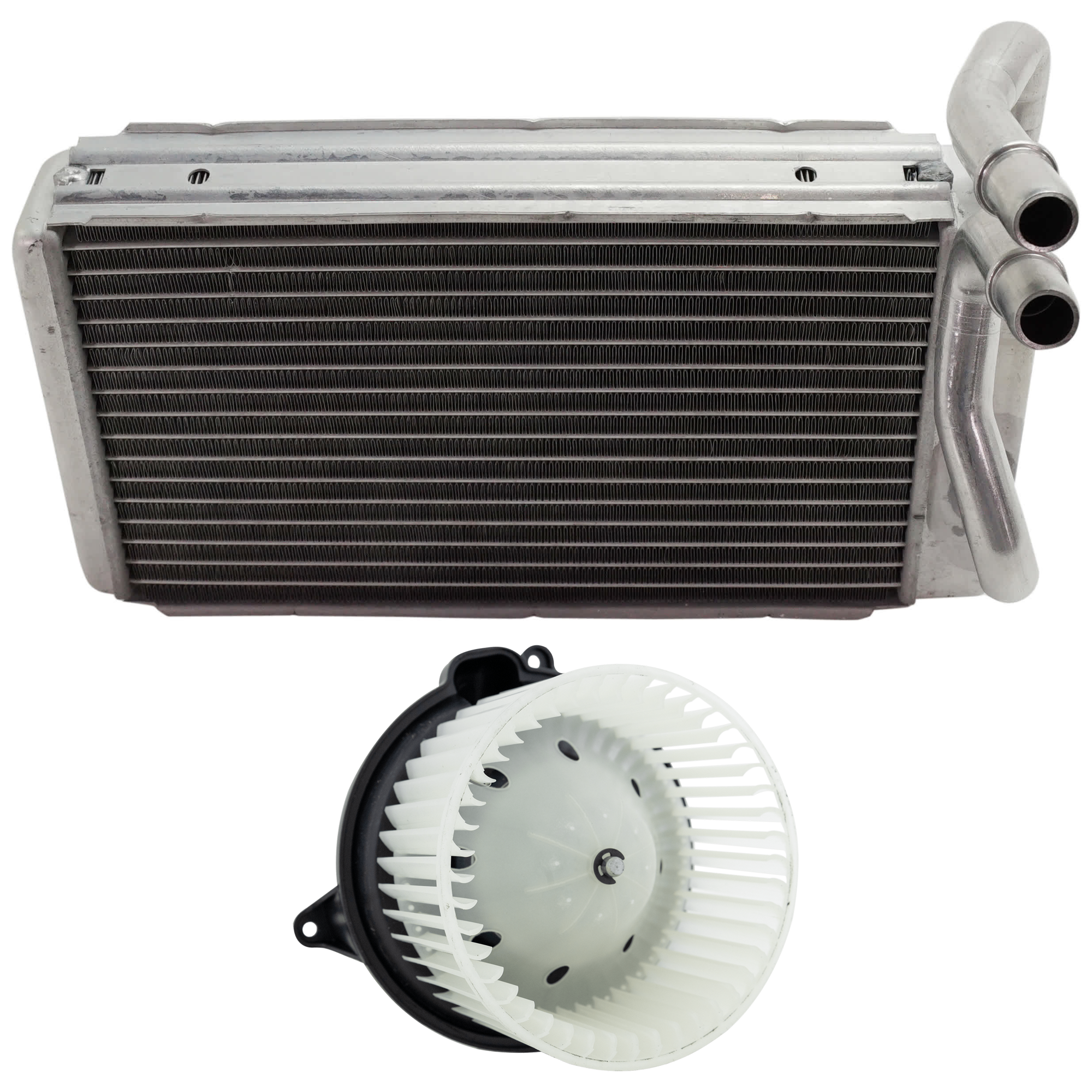 AM F 150-04-08 EXPEDITION 03-06 HEATER CORE AND BLOWER MOTOR KIT 2 pc Kit Aluminum 9.38 x 6 x 1.88 in. Core Size with Heater Core and Blower Motor SKU KIT 101024-27 Partslink FO3126125 OEM 2L1Z18476AA H2MZ18476P 6L1Z198