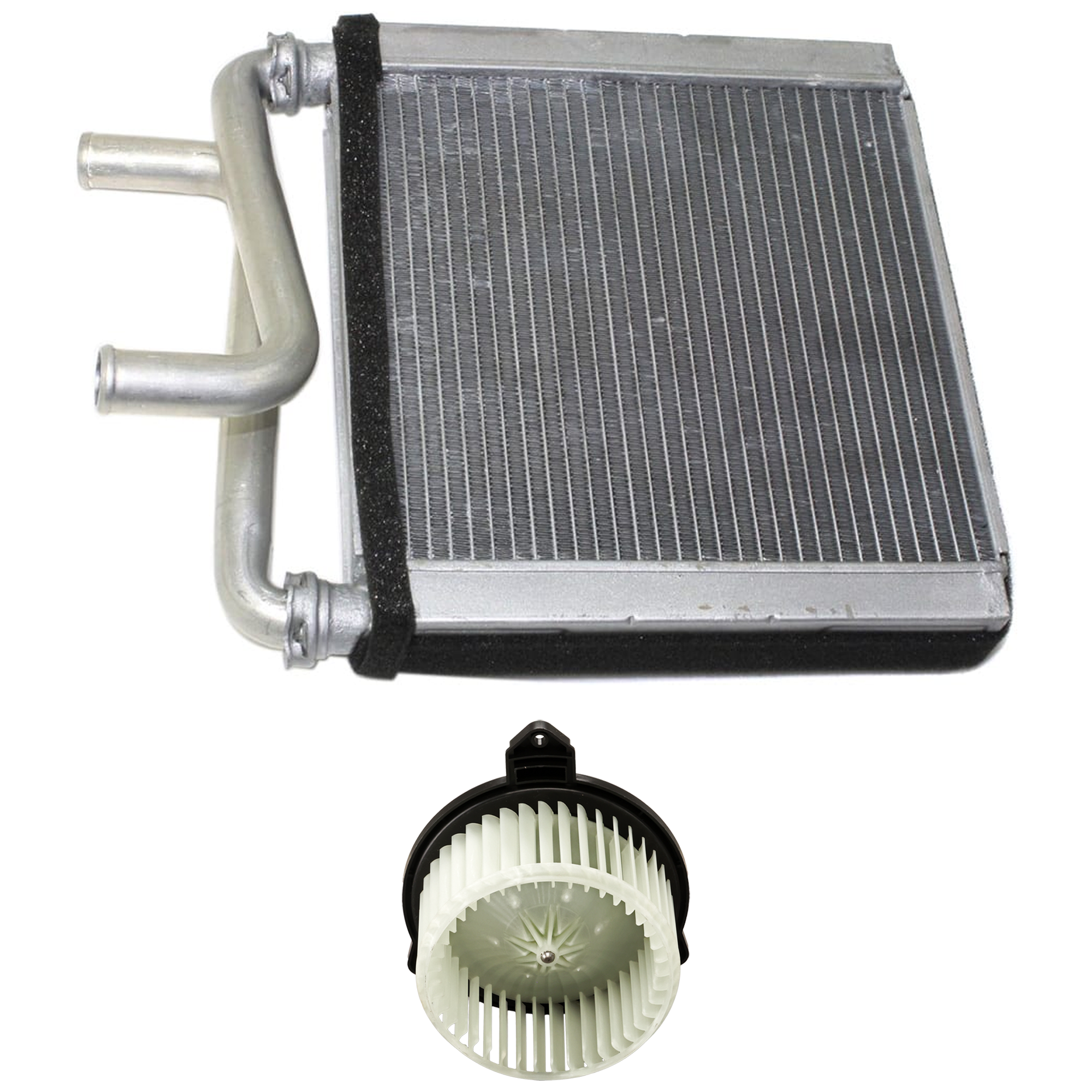 AM RAM 1500-02-08 RAM 2500-03-09 HEATER CORE AND BLOWER MOTOR KIT 2 pc Kit Aluminum 6.81 x 7.31 x 1 in. Core size with Heater Core and Blower Motor SKU KIT 101024-41 Partslink CH3128102 CH3126105 OEM 68004228AB 5096255AA